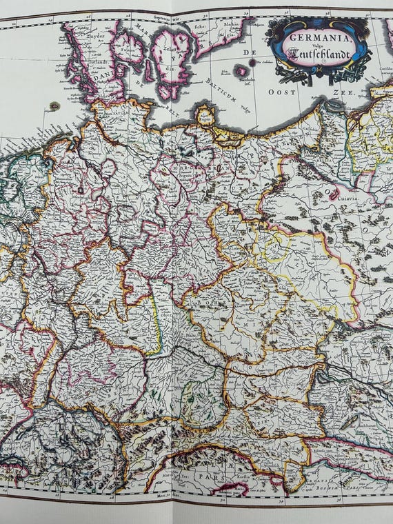 Landkarte Deutschland Blaeuw Antik 60x43cm