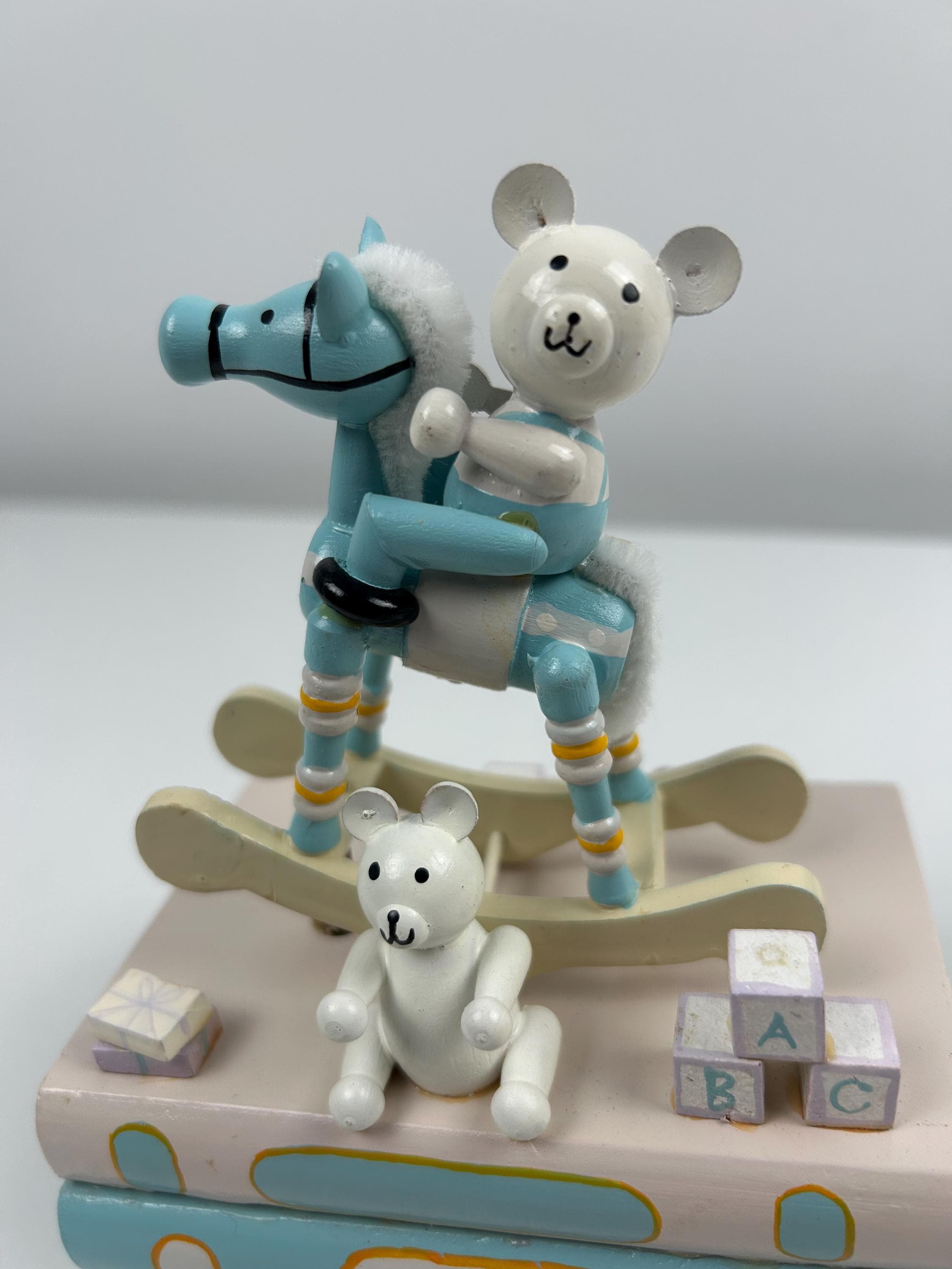 Spieluhr Schaukelpferd Musikbox Bär vintage Spieldose retro Geschenk Kinderzimmer Dekoration Kinderstube Taufe Einschulung