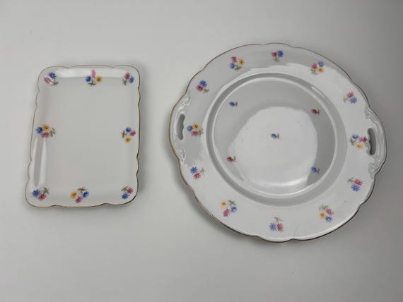 Vintage Set Vorlegeplatte Seltmann Weiden Streublumen
