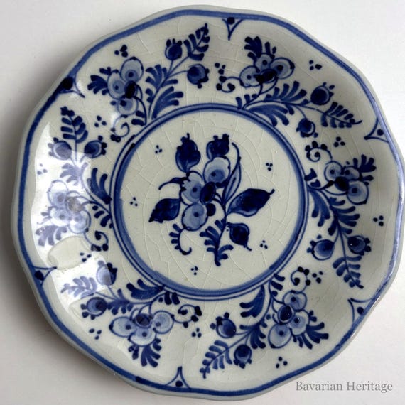 Mini Wandteller Delfter Art Beerendekor Blau Weiß 10 cm