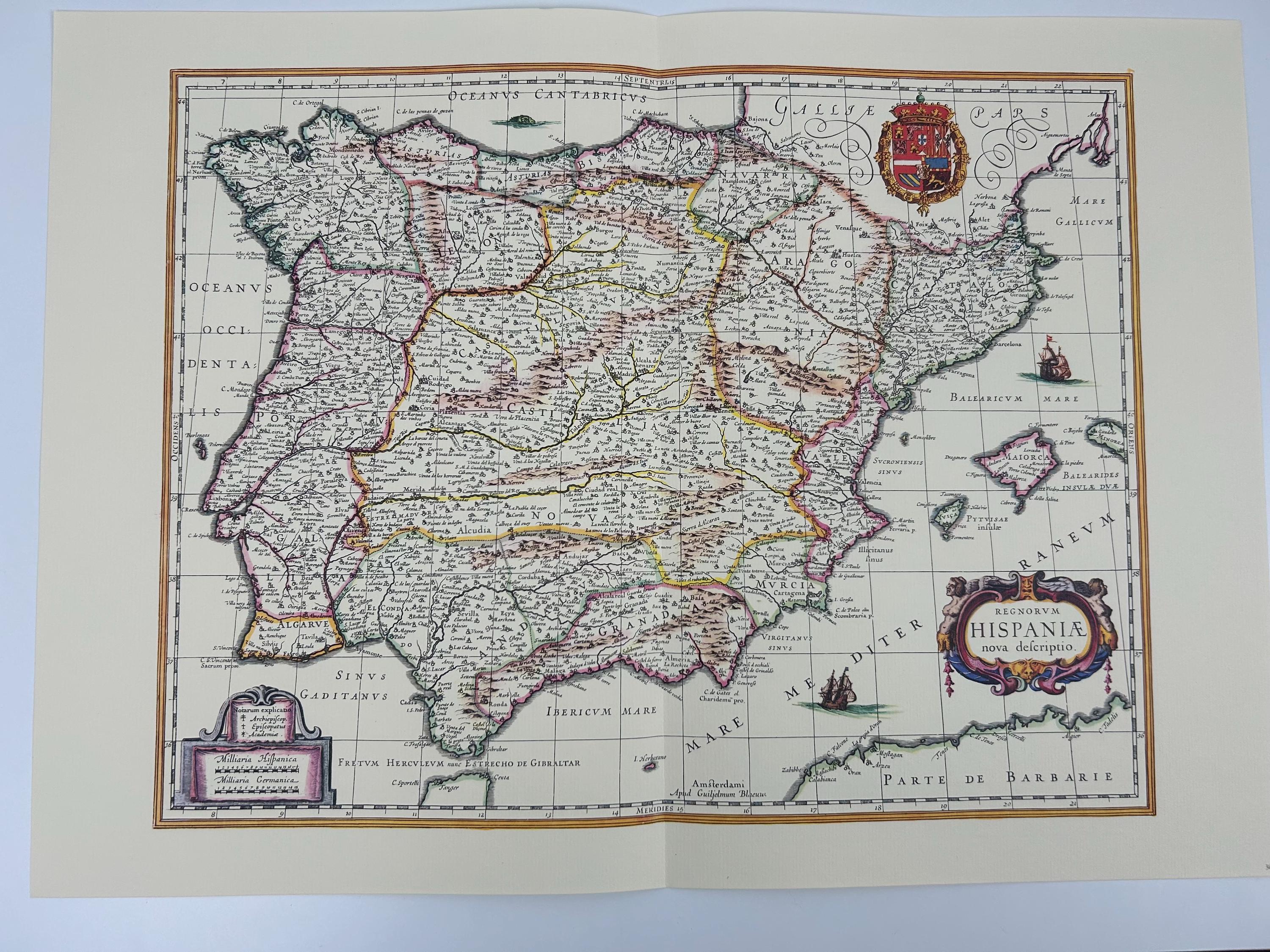 Spanien vintage Landkarte Plan antik 60x43 cm und 23,62x16,92 in Wand Stadtkarte Einrichtung Sammlerobjekte Wohnen Dekoration Wanddeko Bild