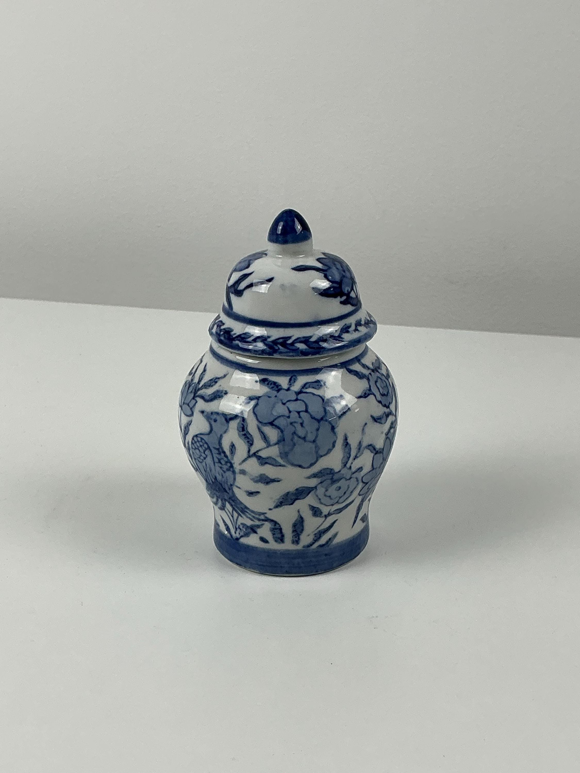 Deckelvase Delfter Stil 11 cm retro Vasen alt vintage