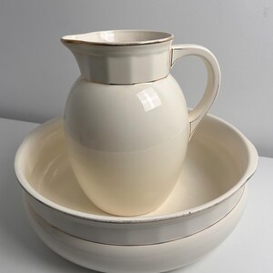 Antique Villeroy and Boch Wash Set | Large Art Nouveau Jug and Basin, Chateaucore Bathroom Decor image 2