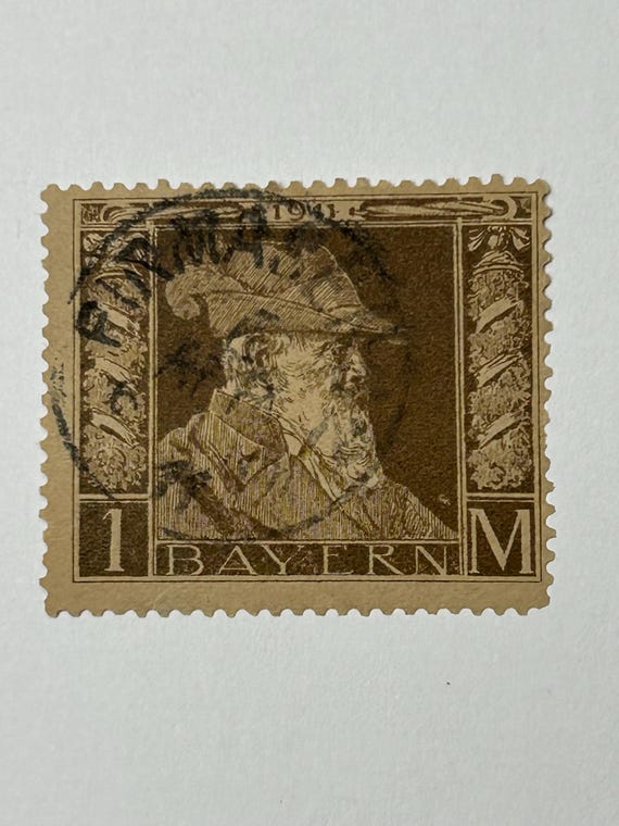 Briefmarke König Ludwig III Bayern 1911 Braun 1M