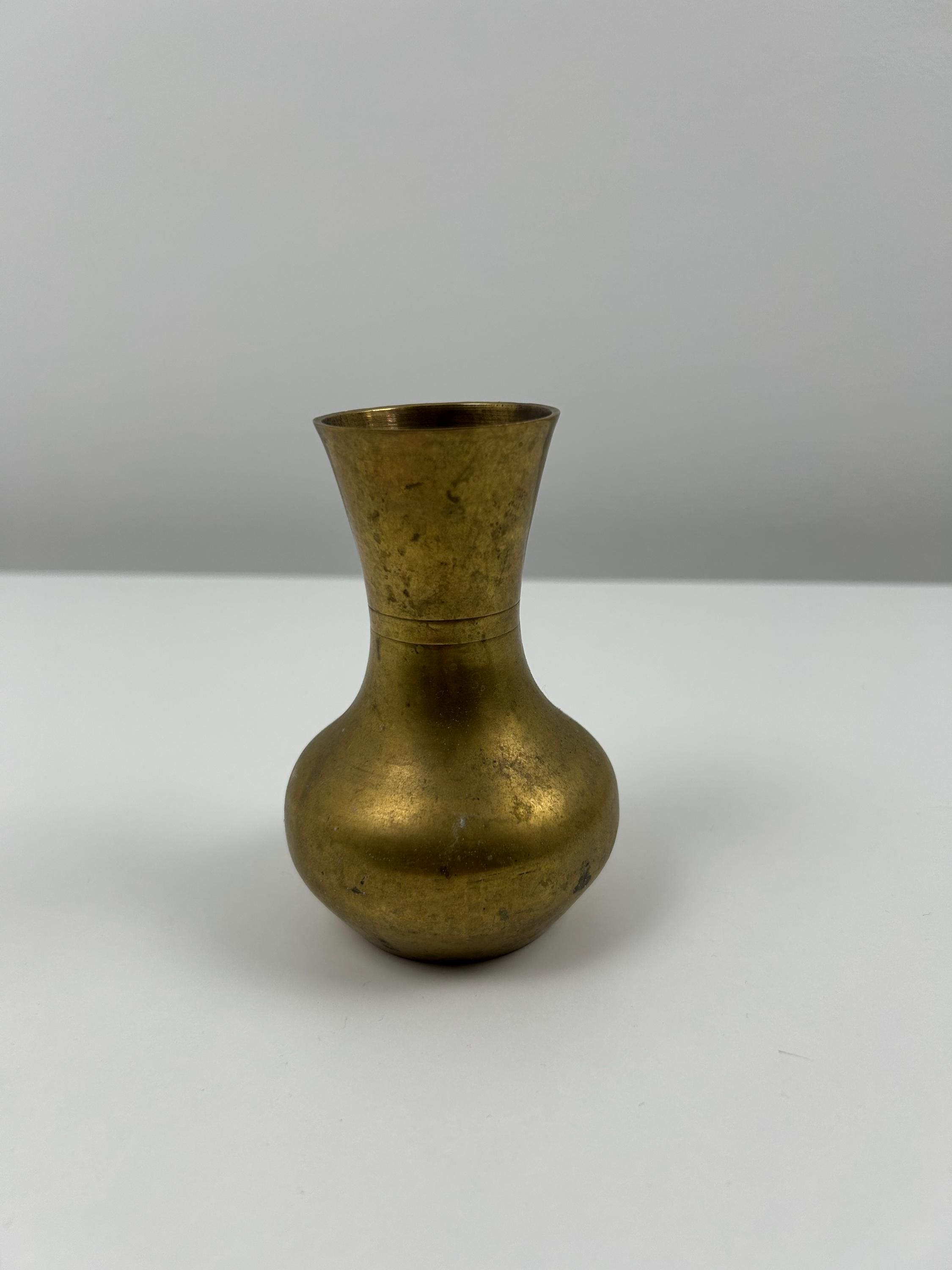 Vase vintage Messing retro Blumenvase alte Vase gold antik