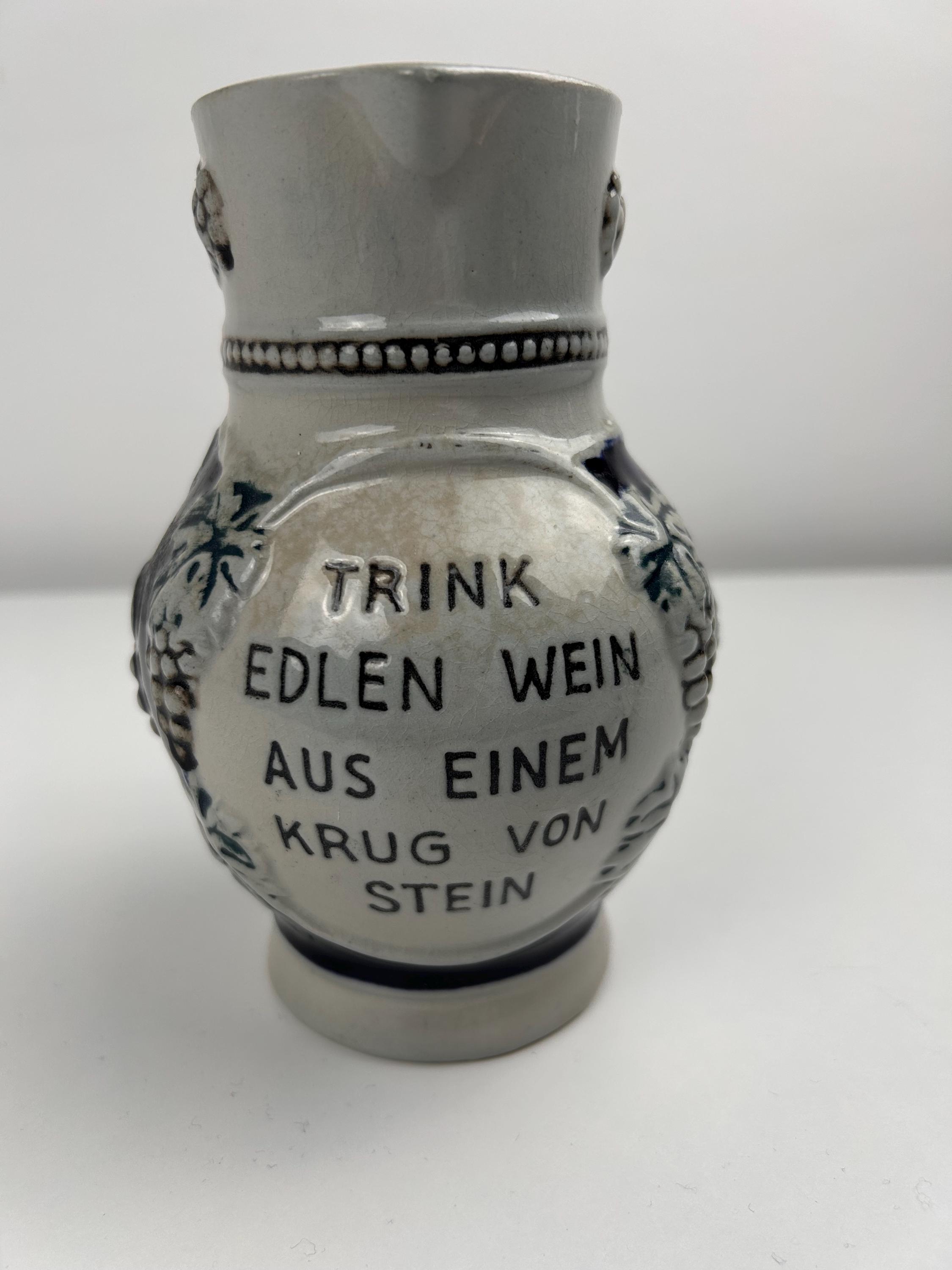 Steinkrug "Trinke edlen Wein" Steingut vintage Kanne Steinzeug retro Steinkanne antik