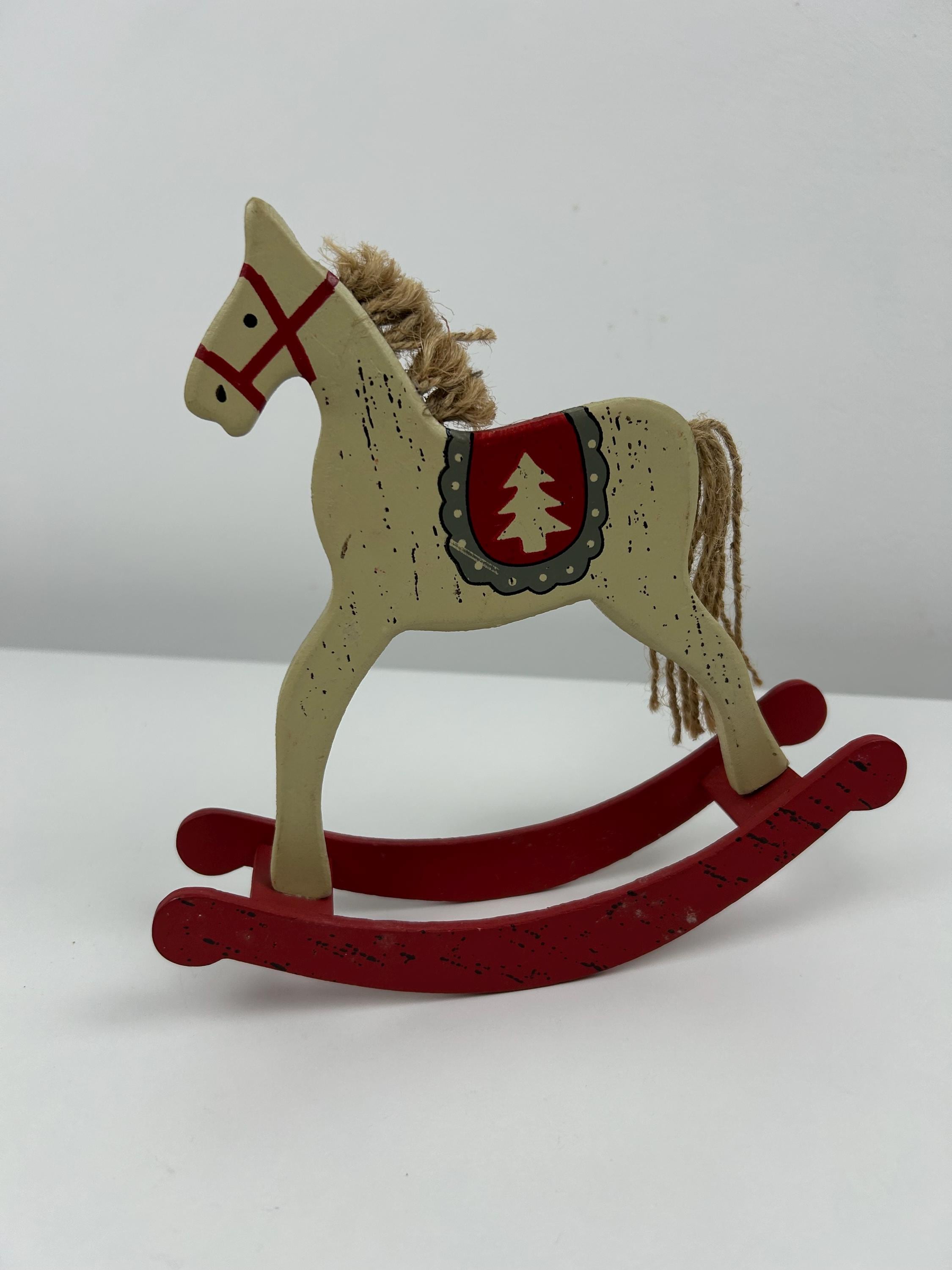 Kleines Schaukelpferd rot vintage Höhe ca 21cm 8,27 in Dekoration Pferde Einrichtung retro Wohnen Pferd thrift Pferdesammlung Pferdesammler