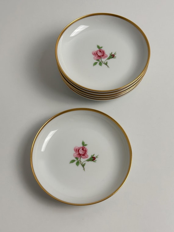 Set 6 Schalen Fürstenberg Goldrand Rosenmotiv 11cm