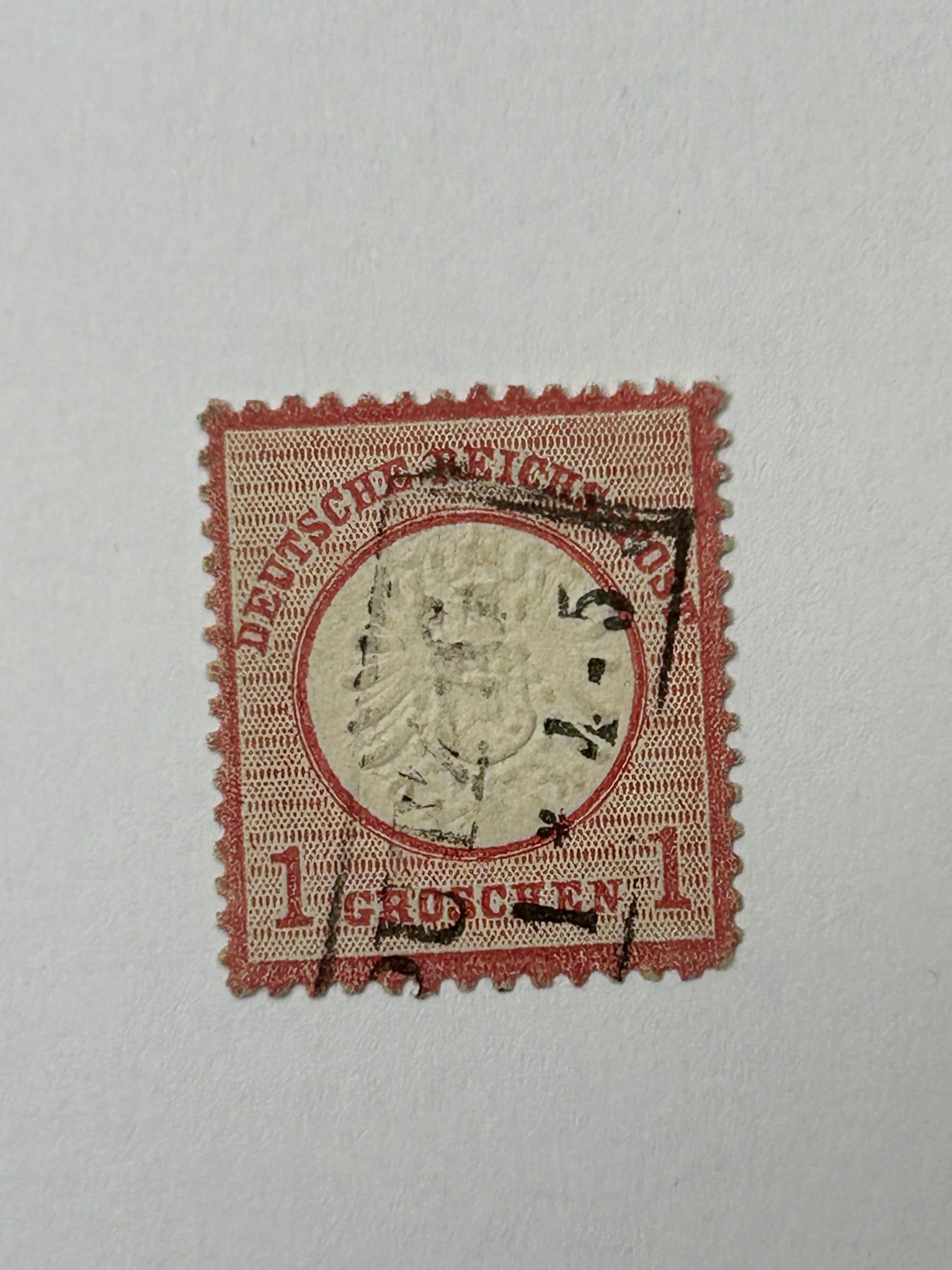 Briefmarke antik 1 Groschen Deutsches Reich Postwertzeichen Porto Stempel Freimarke Briefmarkensammlung Philatelie Altdeutschland Bayern
