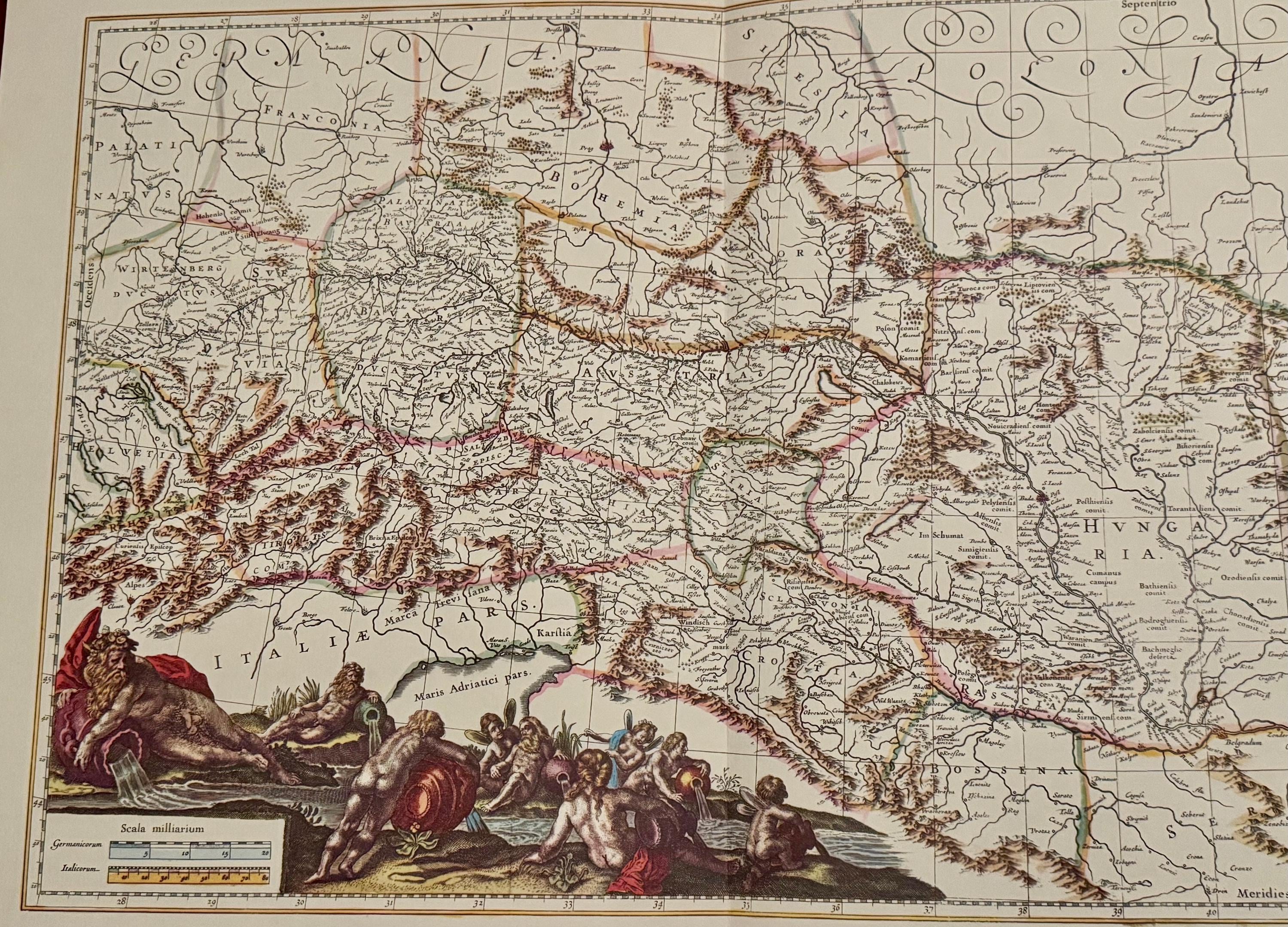Antike Karte Donau Willem Blaeu vintage Kunstdruck | Antike Landkarte Wanddeko Historisches Bild Wohnzimmer Dekoration Landkarte alt