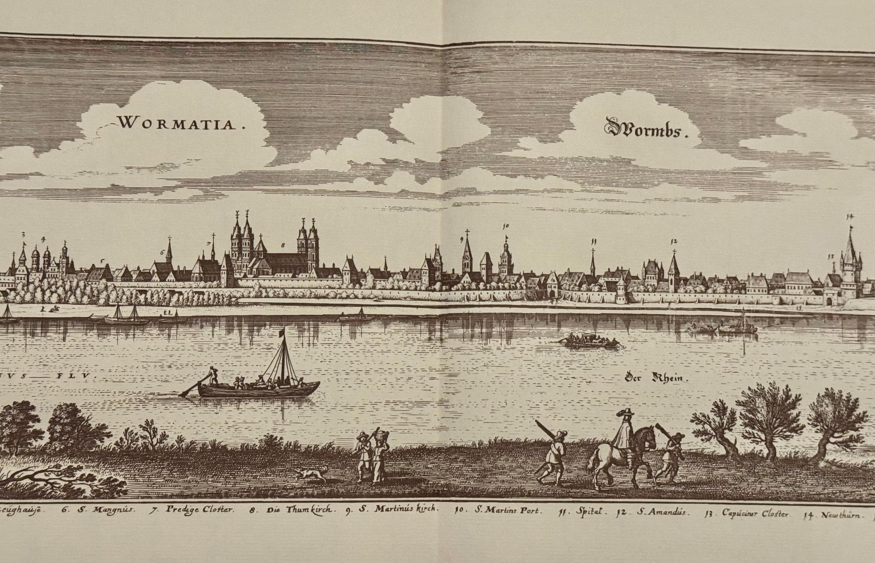 Antike Stadtansicht Worms Plan vintage | Antike Landkarte Wanddeko Historisches Bild Wohnzimmer Dekoration Landkarte alt  86x30 cm