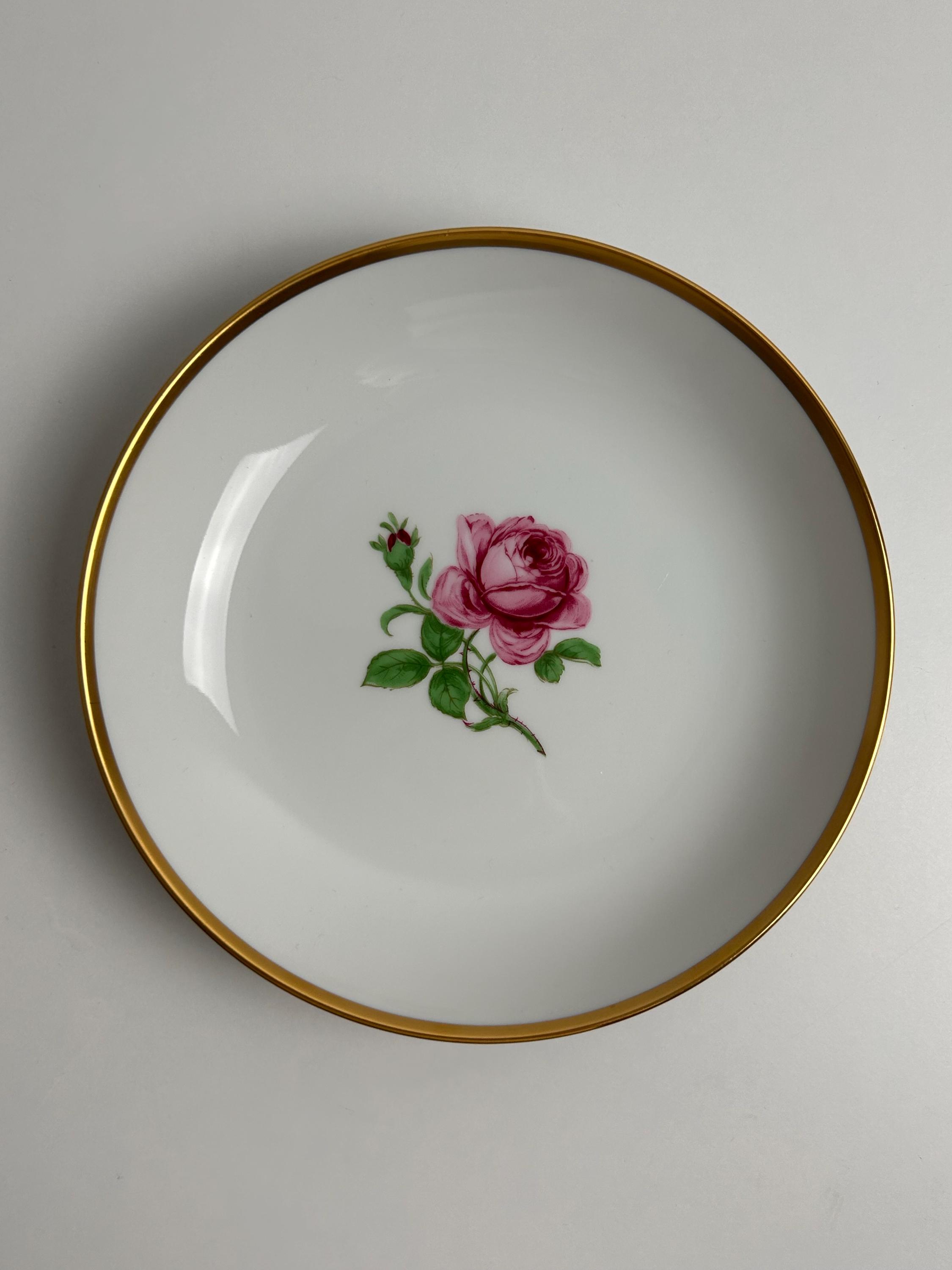 Schale vintage Fürstenberg Teller Rosenmotiv 20cm Goldrand Anrichteteller alt Servierteller