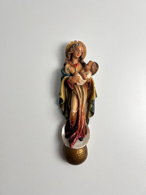 Vintage Madonna mit Jesuskind Wandrelief 23cm