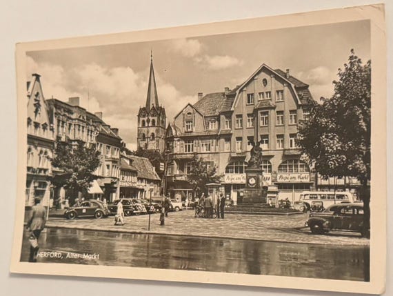 Vintage Postkarte Herford Alter Markt Künstlerkarte