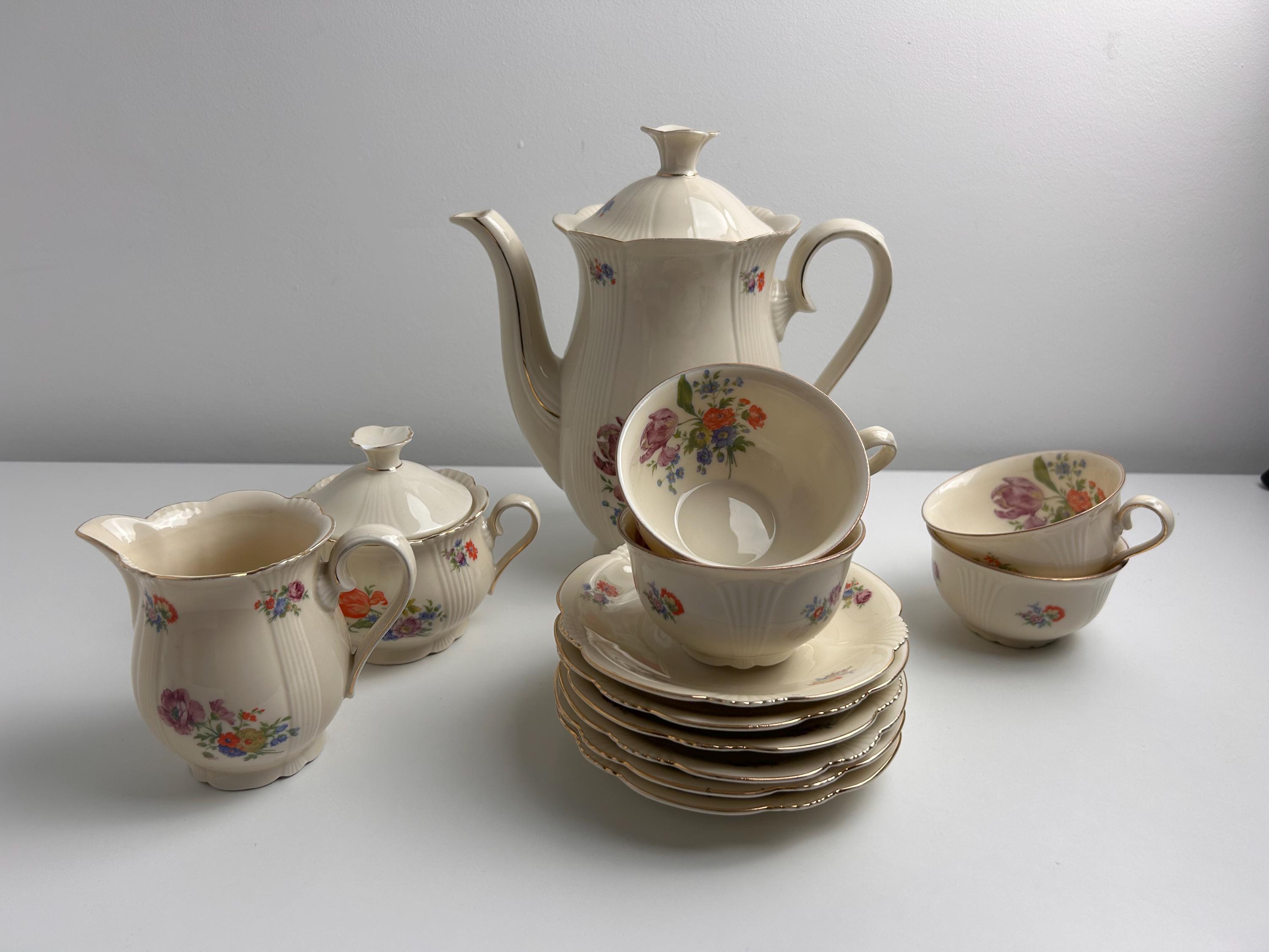 Kaffeeservice vintage Teeservice Bavaria retro Tellerset alt Blumenmuster floral Blumenteller antik Blumentasse