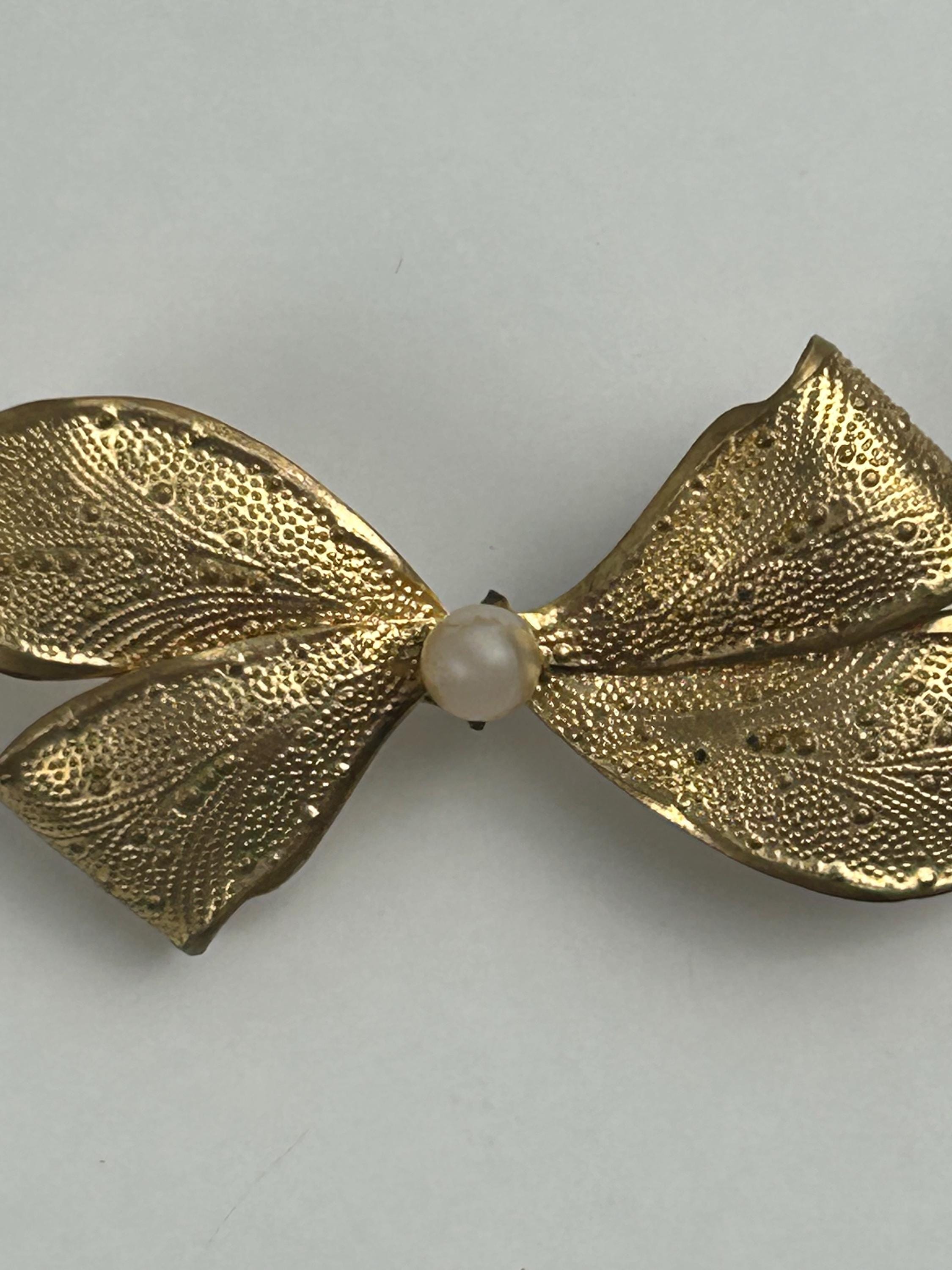 Vintage Brosche Perle filigran goldfarbenb Oma-Brosche Oma-Schmuck