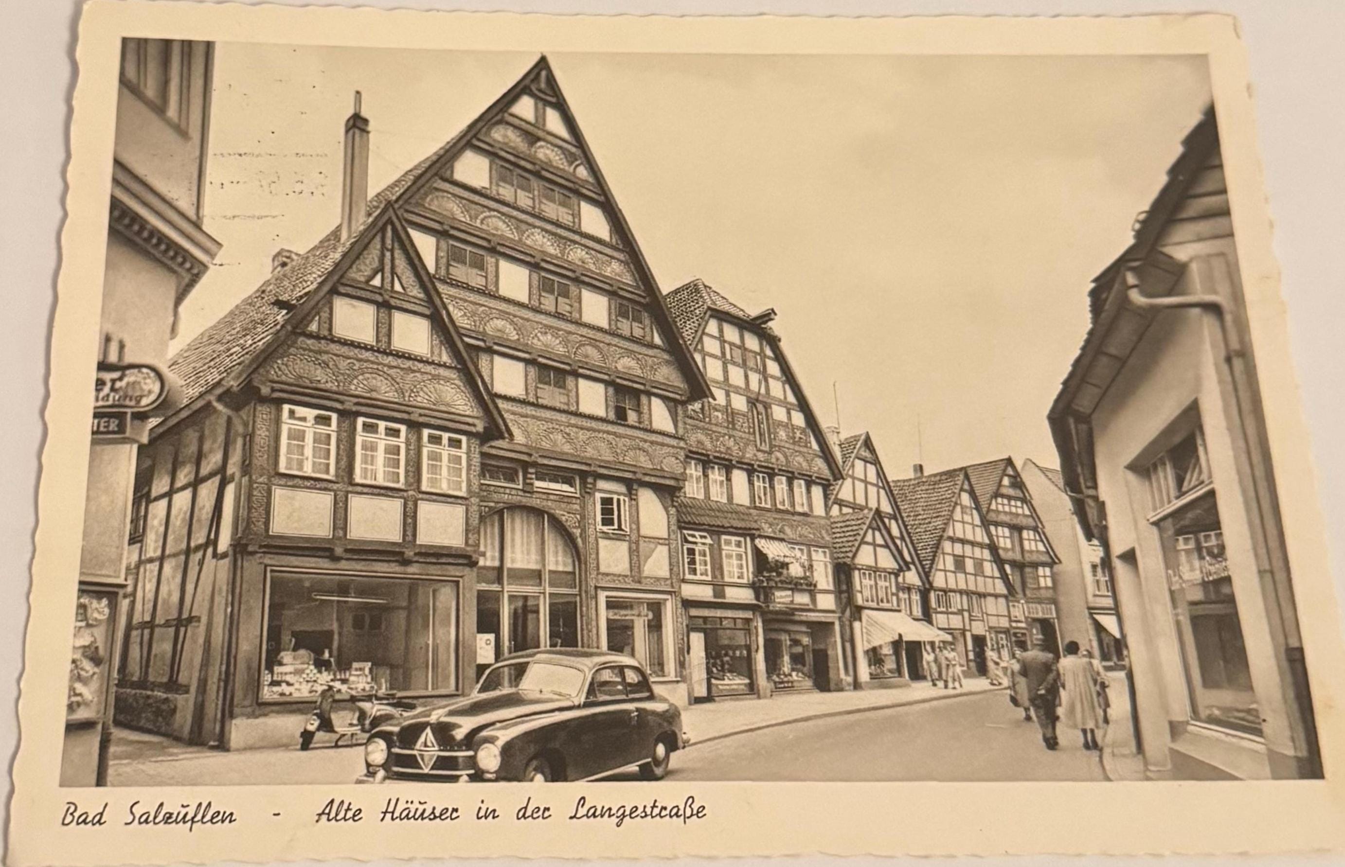 Antike Postkarte Bad Salzuflen Langestraße Künstlerkarte Ansichtskarte retro Postkartensammlung Sammler Ansichtskarten Sammlung
