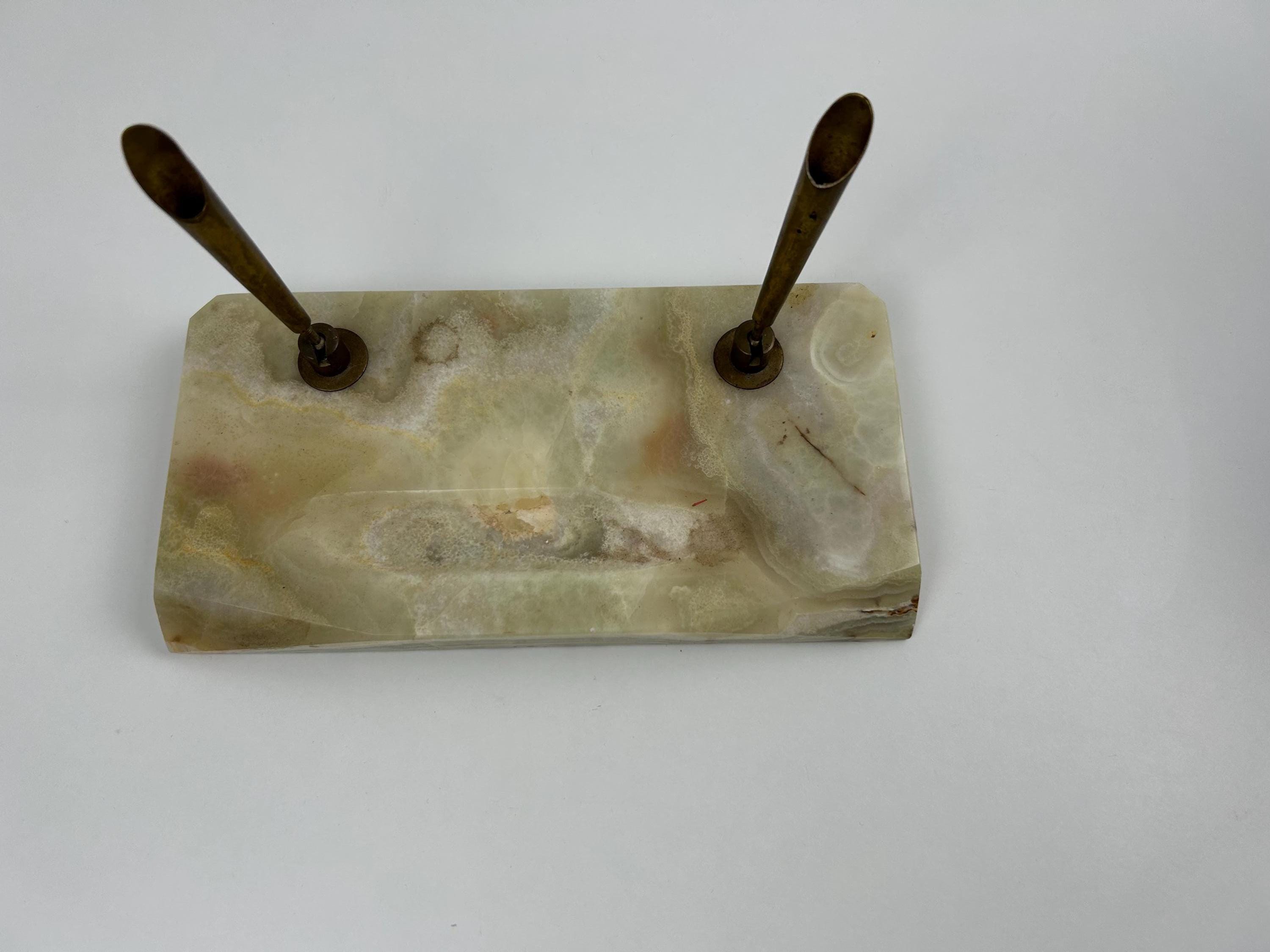 Stiftehalter vintage grün midcentury Wohnen Rauchen Dekoration Arbeitszimmer Nostalgisch Onyx Mamor Retro chateaucore Dekotipps