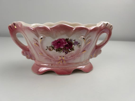 Lusterware Vintage Schale Rosa Jardiniere Midcentury