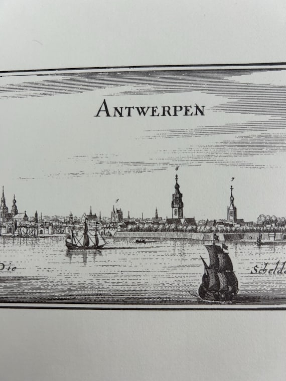 Stadtplan Antwerpen Blaeuw Antik 43x30cm