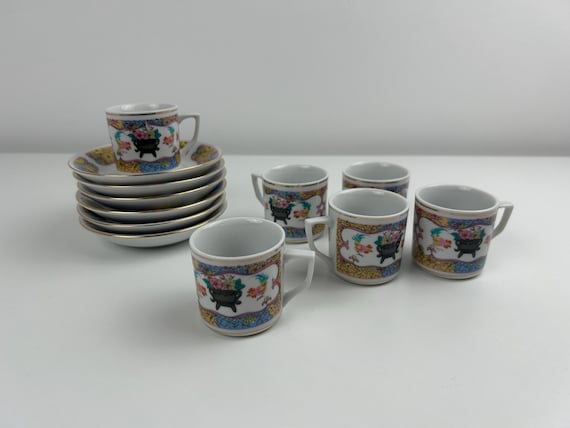 Tassen Set 6 Stück Vintage Chinesisch Keramik 5cm