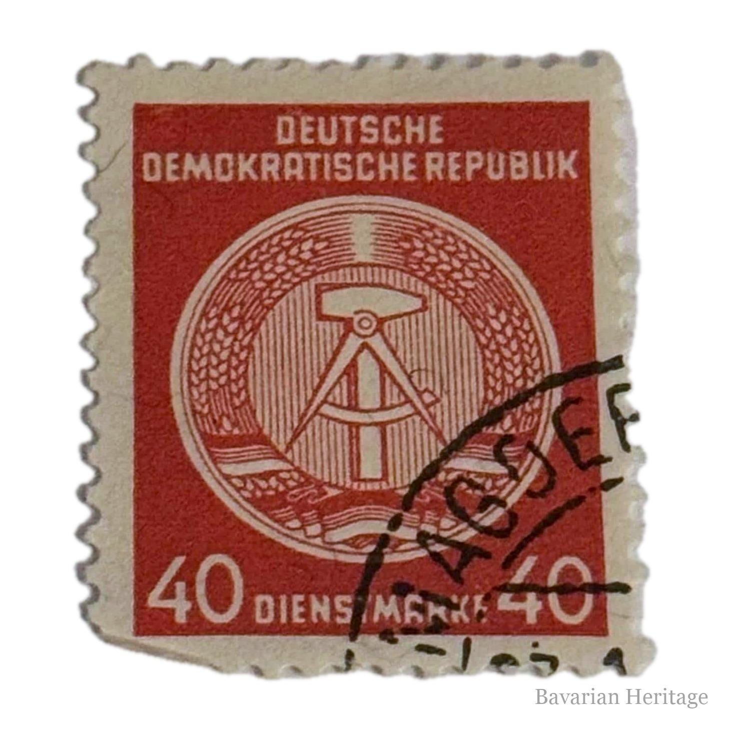 Sello de Servicio RDA 40 Pfennig Matasellado
