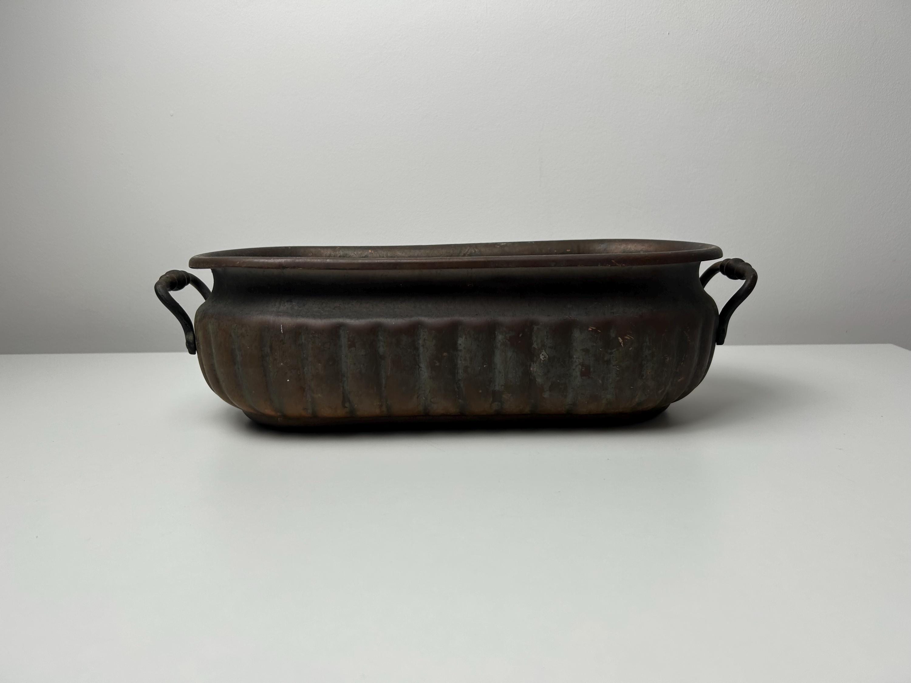 Jardiniere Blumentopf Messing 37x15cm 14,56x5,90in Höhe 11cm 4,33in Garten Dekoration antik Einrichtung cheataucore
