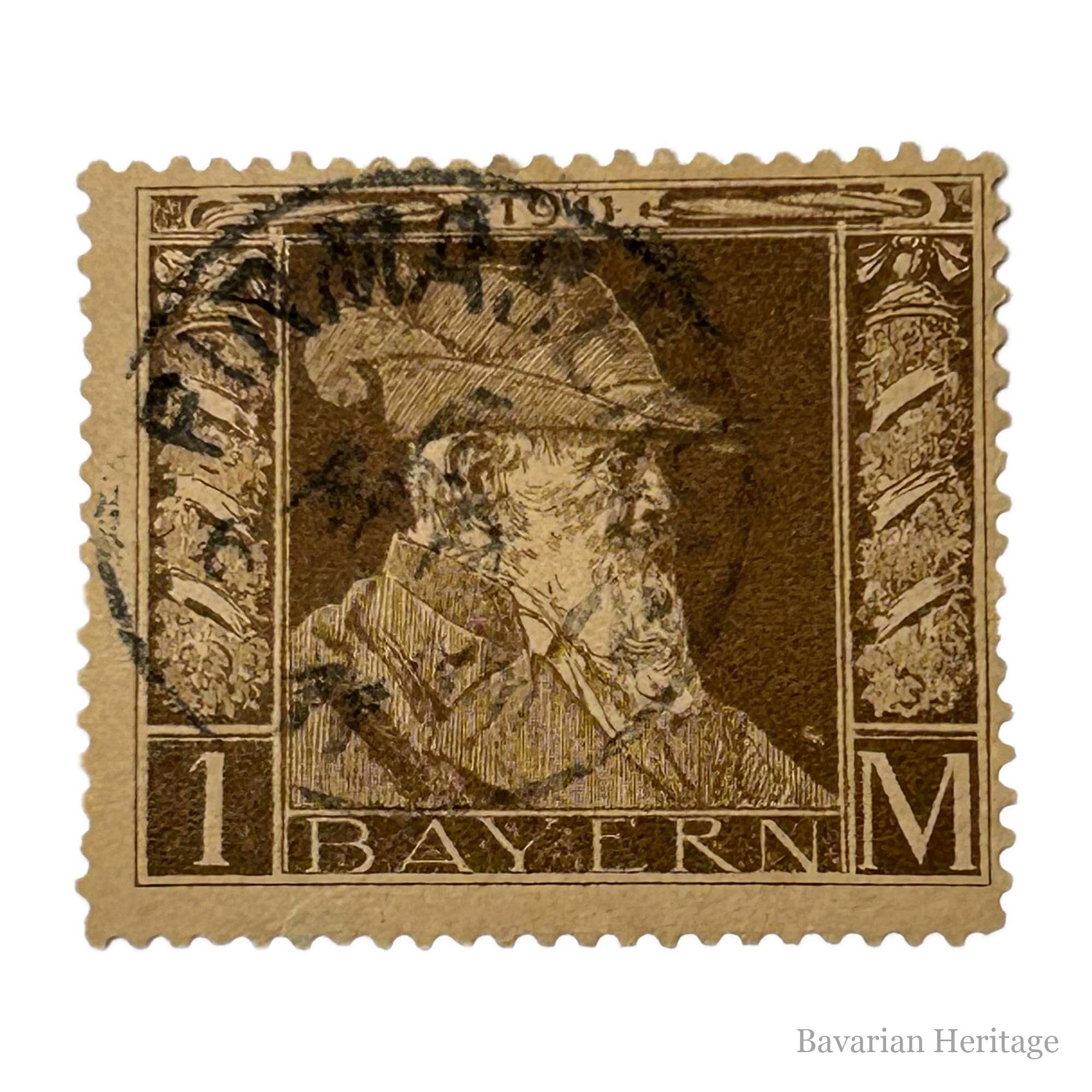 Briefmarke König Ludwig III Bayern 1911 Braun 1M