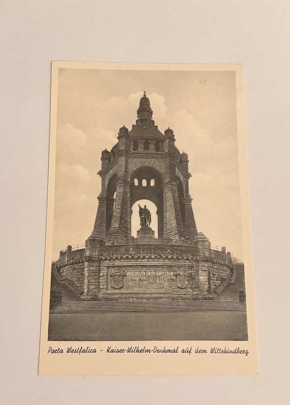 Vintage Postkarte Porta Westfalica Kaiser Wilhelm Denkmal