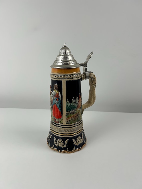 Deutscher Bierkrug mit Spieluhr Vintage