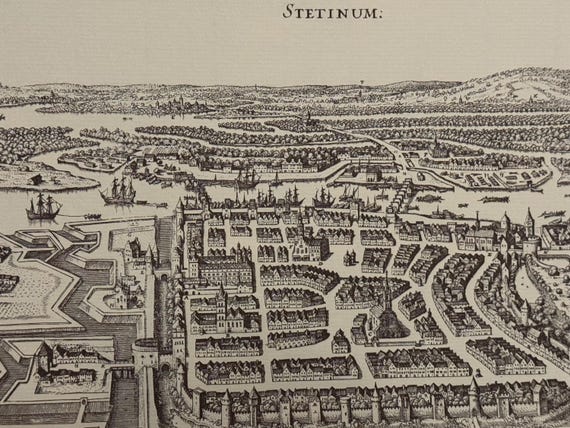 Stadtplan Stettin vintage Kunstdruck | Antike Landkarte Wanddeko Historisches Bild Wohnzimmer Dekoration Landkarte alt