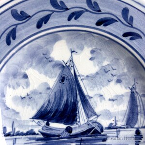 Delft Wall Plate Sailing Ship Hand Painted Blue White 17 cm | Holland Ceramic Plate Maritime Vintage Wall Decor image 5