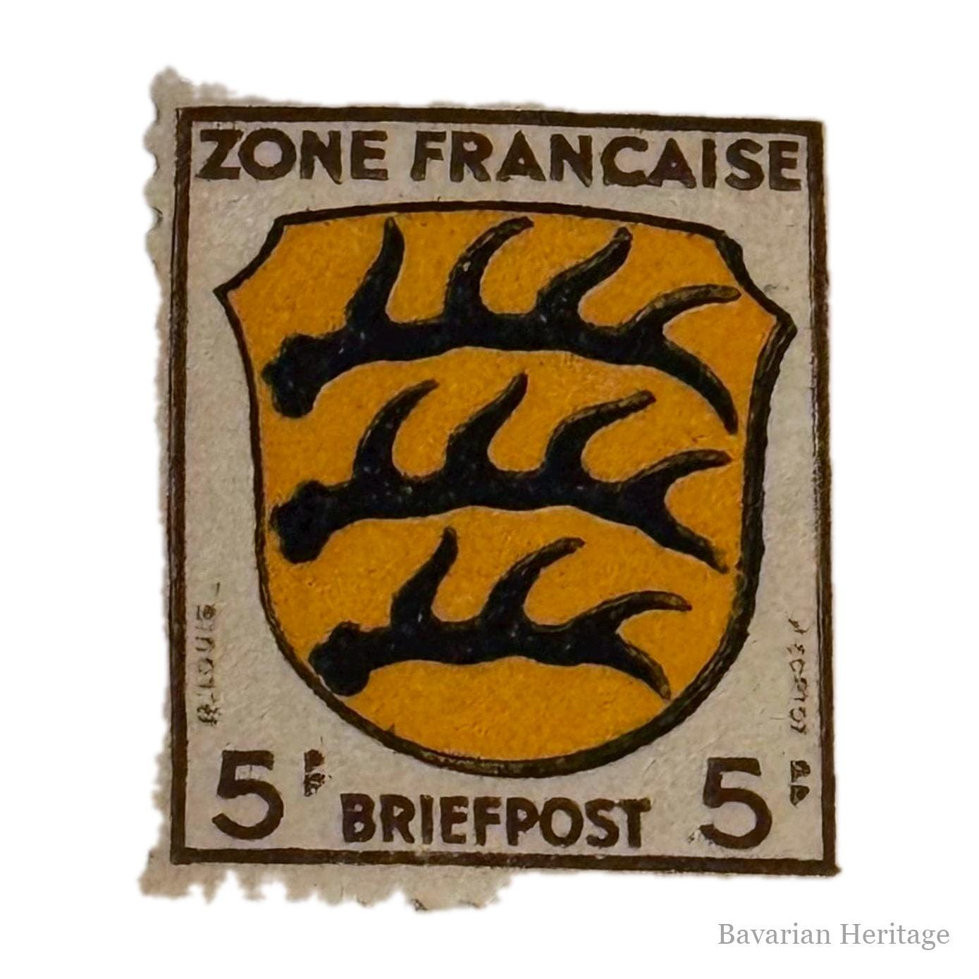 Sello Zona Francesa 5 Pf Sin Matasellar
