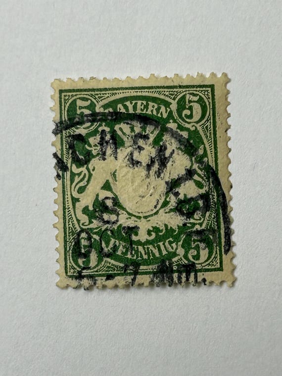 Briefmarke 5 Pfennig Bayern 1876 Antik