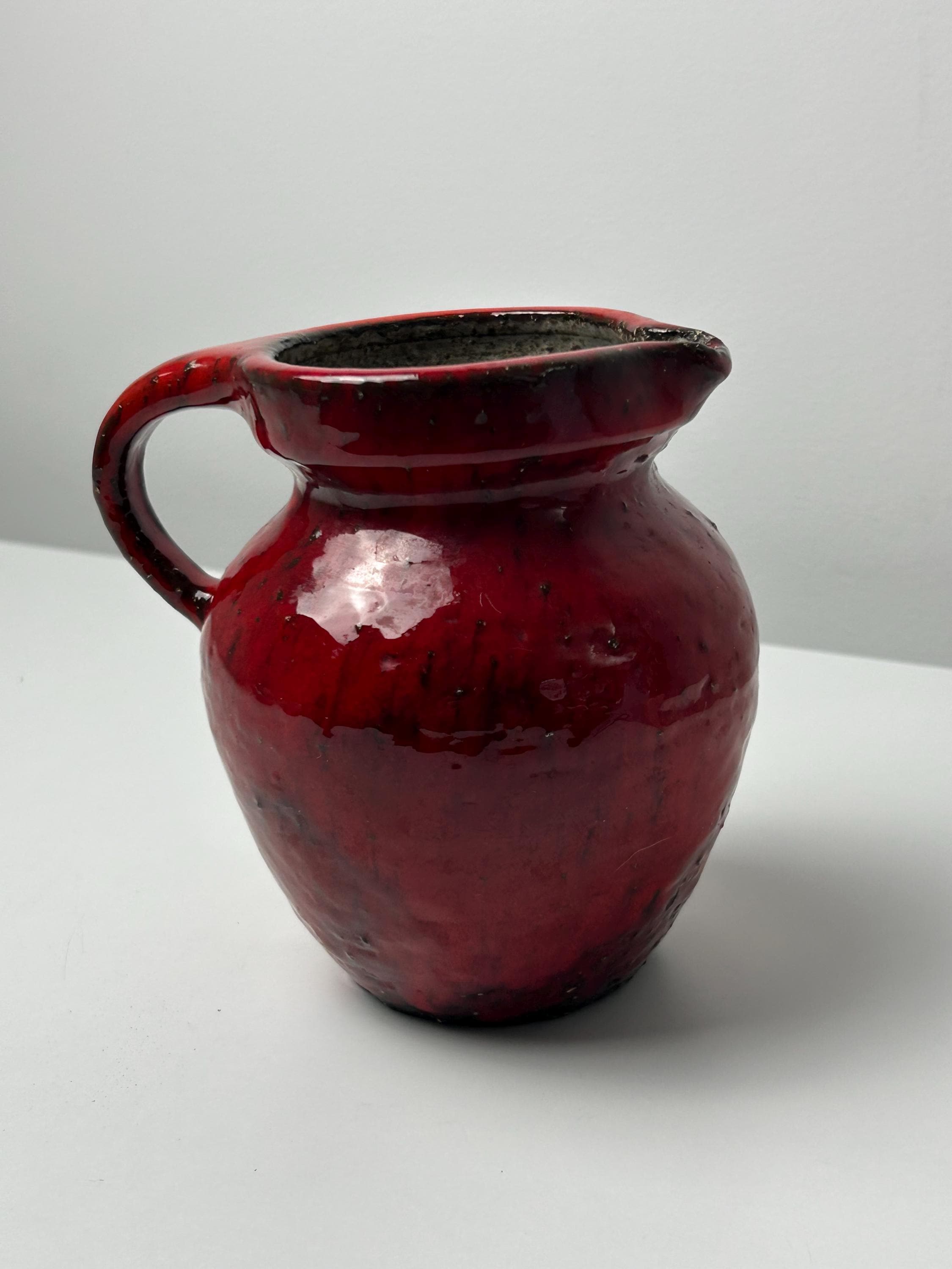 Kanne Fat Lava Stil Höhe ca 13cm 5,12in vintag Dekoration rot Krösselbach 60er