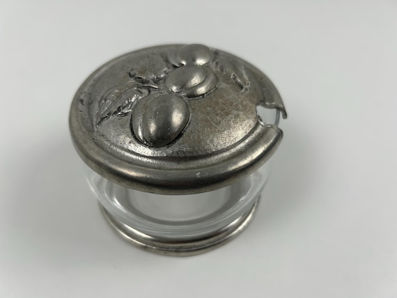 Vintage Zuckerdose Pfirsichmotiv Silber 1950er