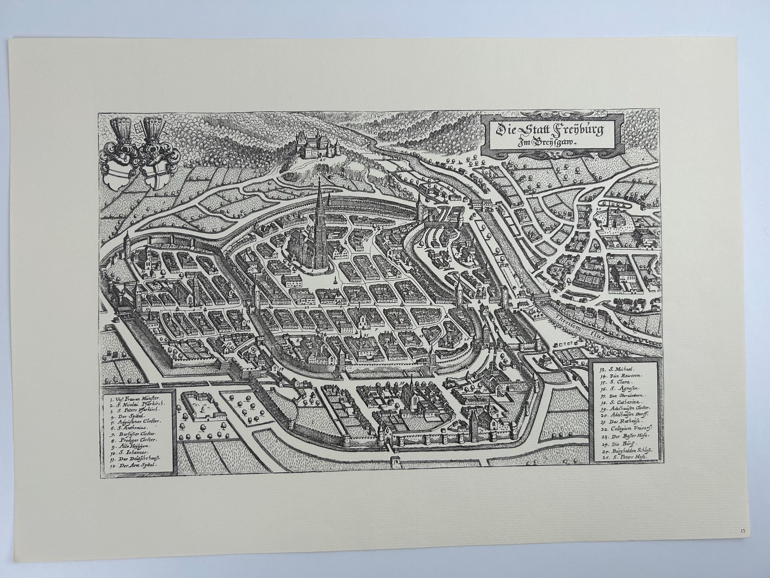 Freiburg Breisgau Stadtplan vintage | Antike Landkarte Wanddeko Historisches Bild Wohnzimmer Dekoration Landkarte alt