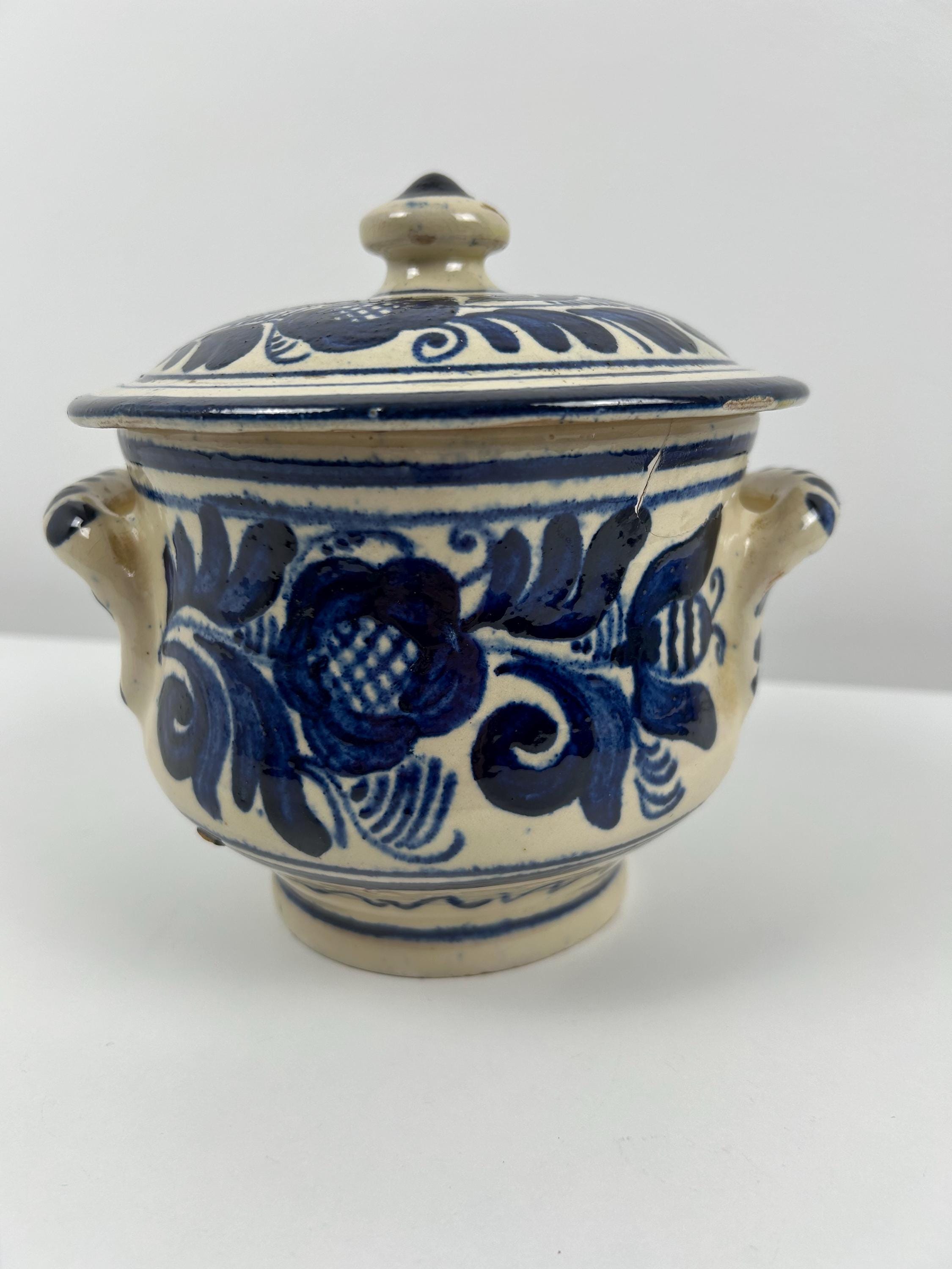 Vintage Keramiktopf mit Deckel retro Topf alt