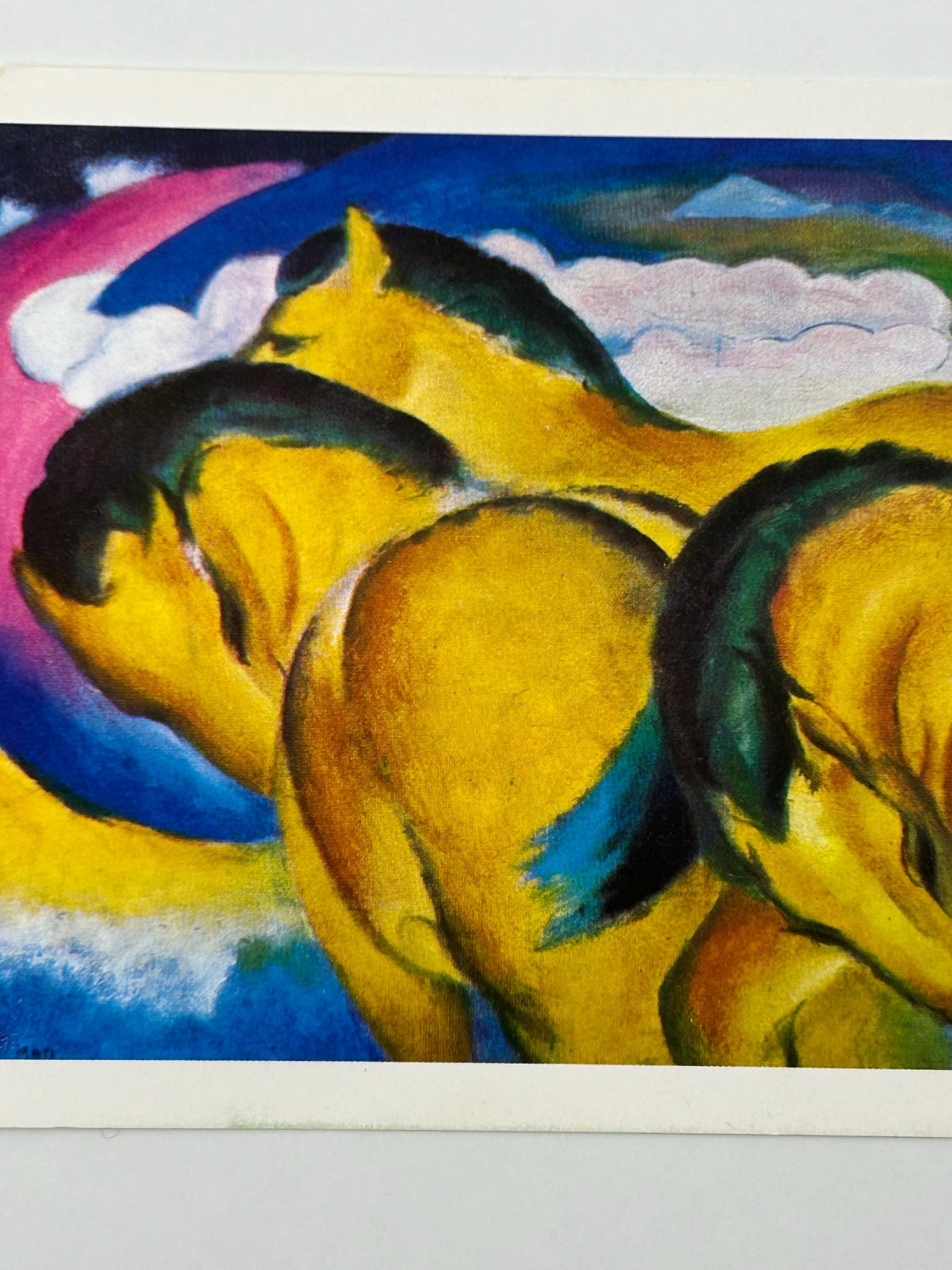 Postkarte Gelbe Pferde Franz Marc Künstlerpostkarte 80191 Sammler Karten Sammlung retro Postkartensammlung thrift Ansichtkarte vintage