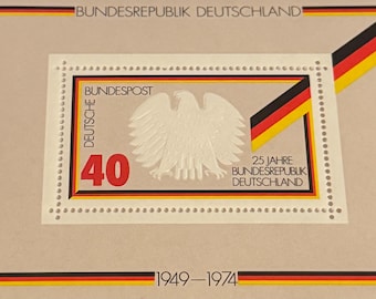 Blocco di francobolli 1974 Repubblica Federale di Germania, collezione di francobolli antichi, filatelia, vecchi francobolli postali, collezionista di francobolli, collezionista