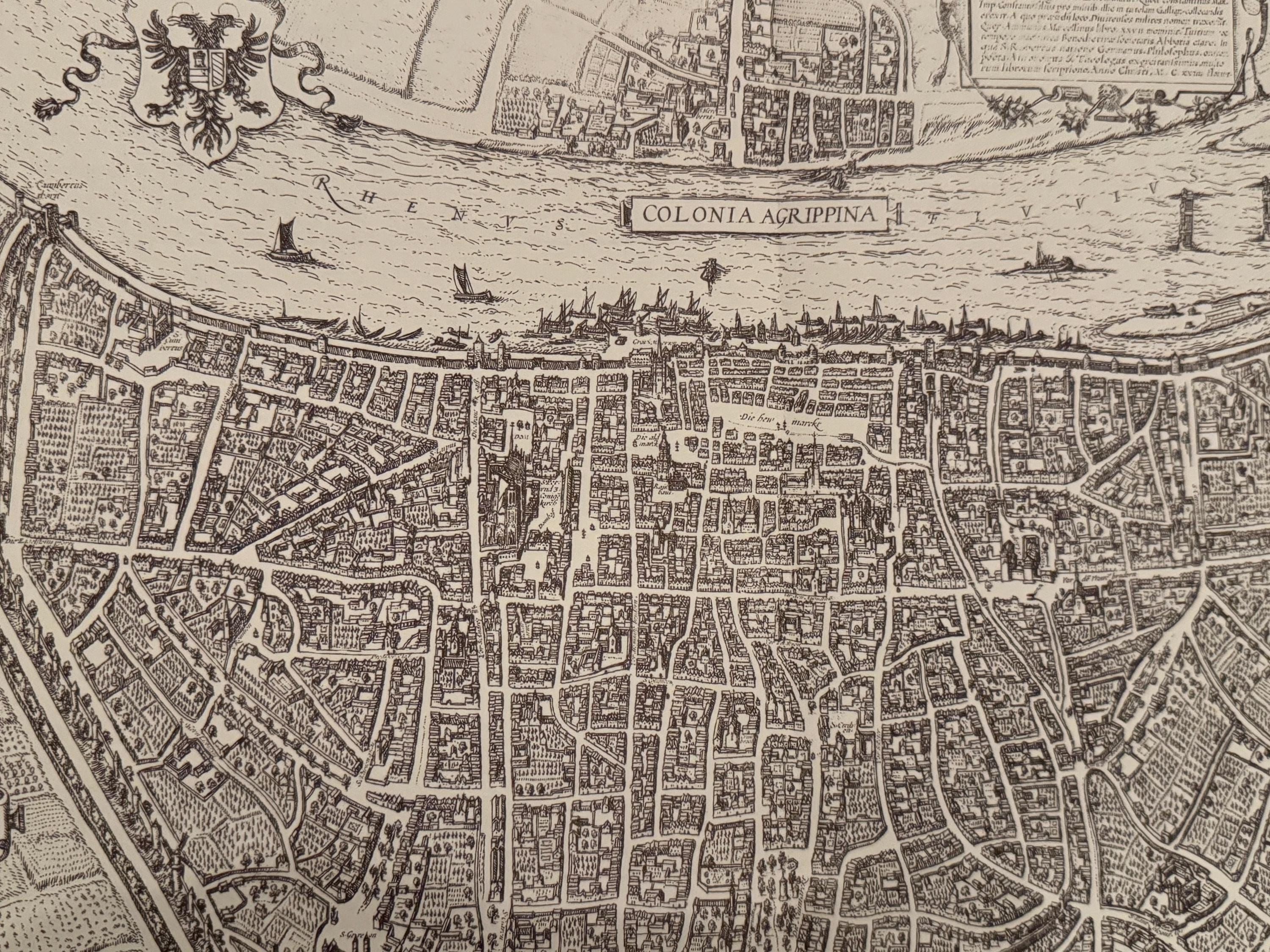 Stadtplan Köln vintage Kunstdruck | Antike Landkarte Wanddeko Historisches Bild Wohnzimmer Dekoration Landkarte alt