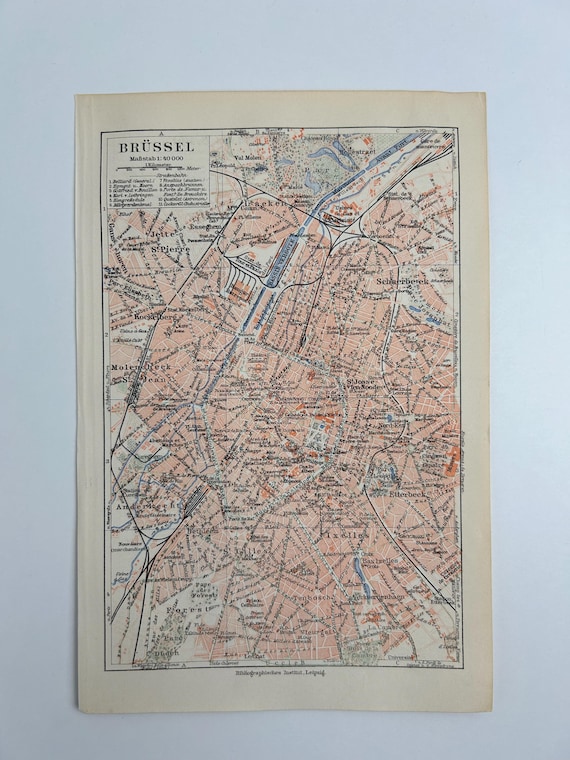 Stadtplan Brüssel Antik 25x16cm