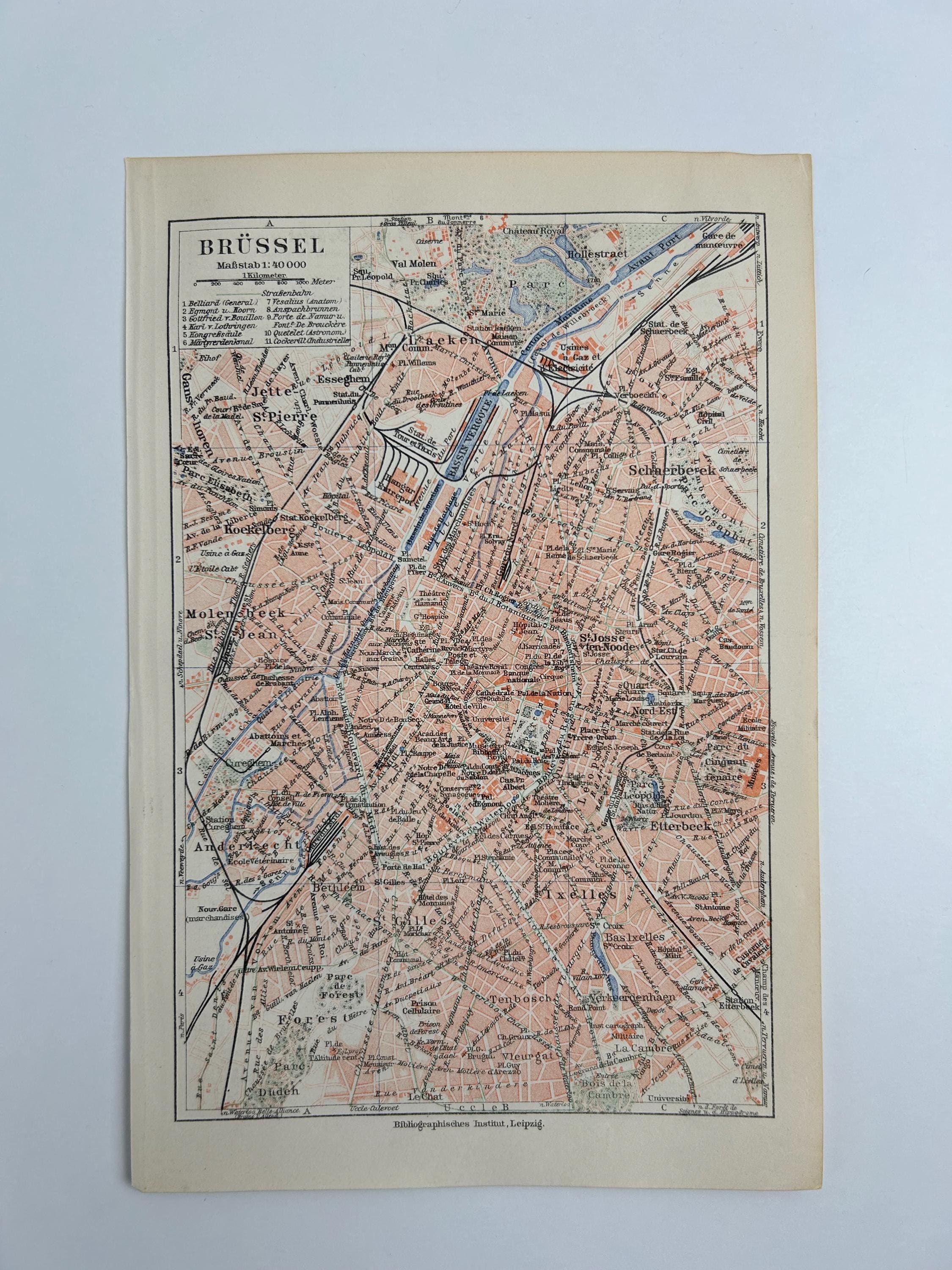 Brüssel Stadtplan vintage | Antike Landkarte Wanddeko Historisches Bild Wohnzimmer Dekoration Landkarte alt