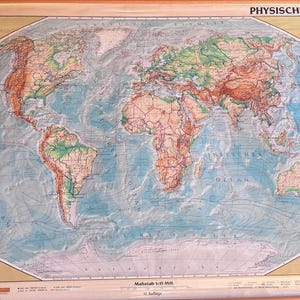 Mapa antiguo del mundo, mapa antiguo retro Paul List Verlag