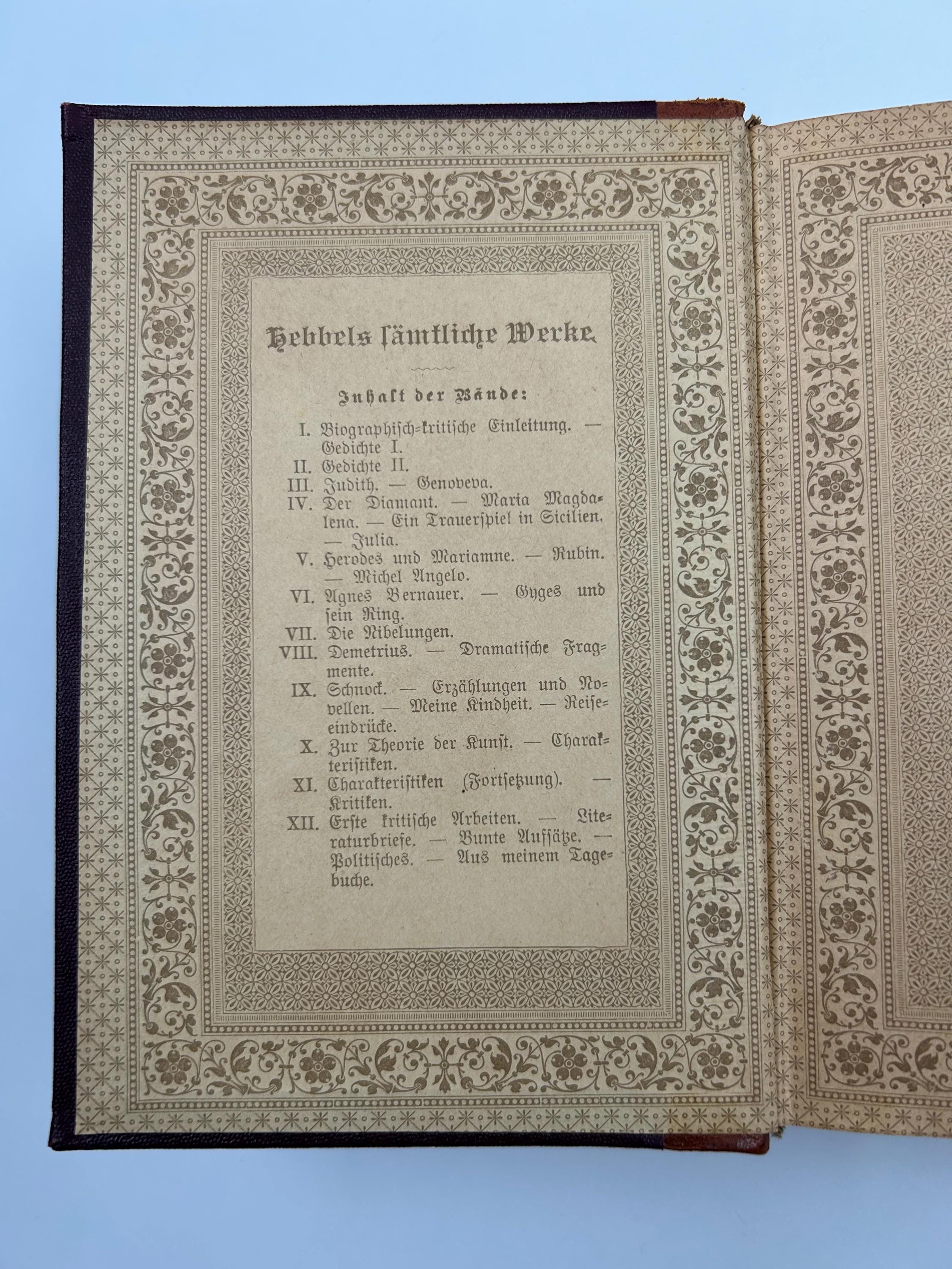 Buch Friedrich Hebbels "Sämtliche Werke" Band 10-12 Sammlung Bücher Büchersammlung Einrichtung Jugendstil Dekoration Buchsammler
