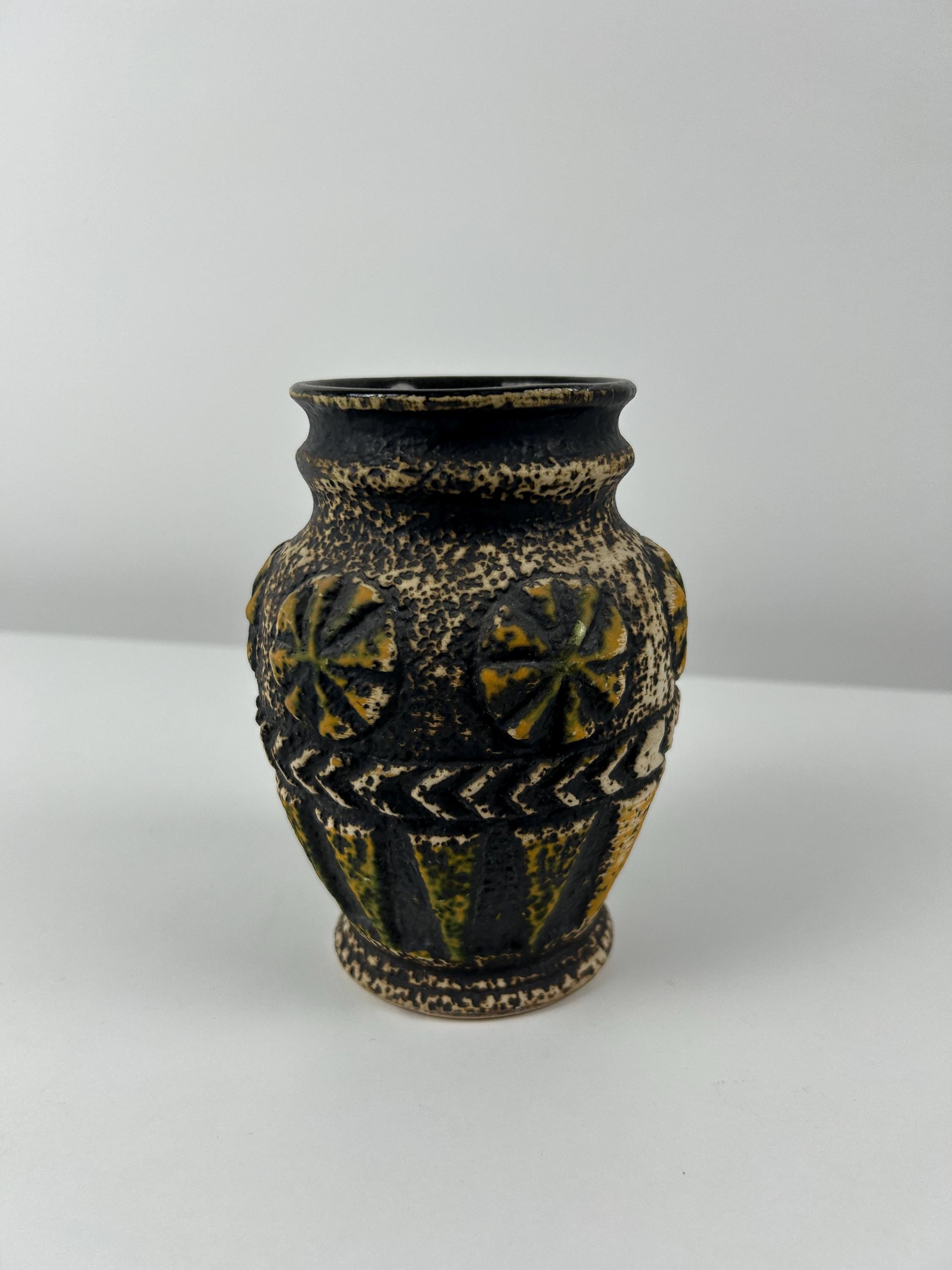 Keramikvase braun Fat Lava-Stil retro Vasen Midcentury Dekoration vintage Einrichtung thrift Wohnen deutsche Keramik modern Blumenvase beige