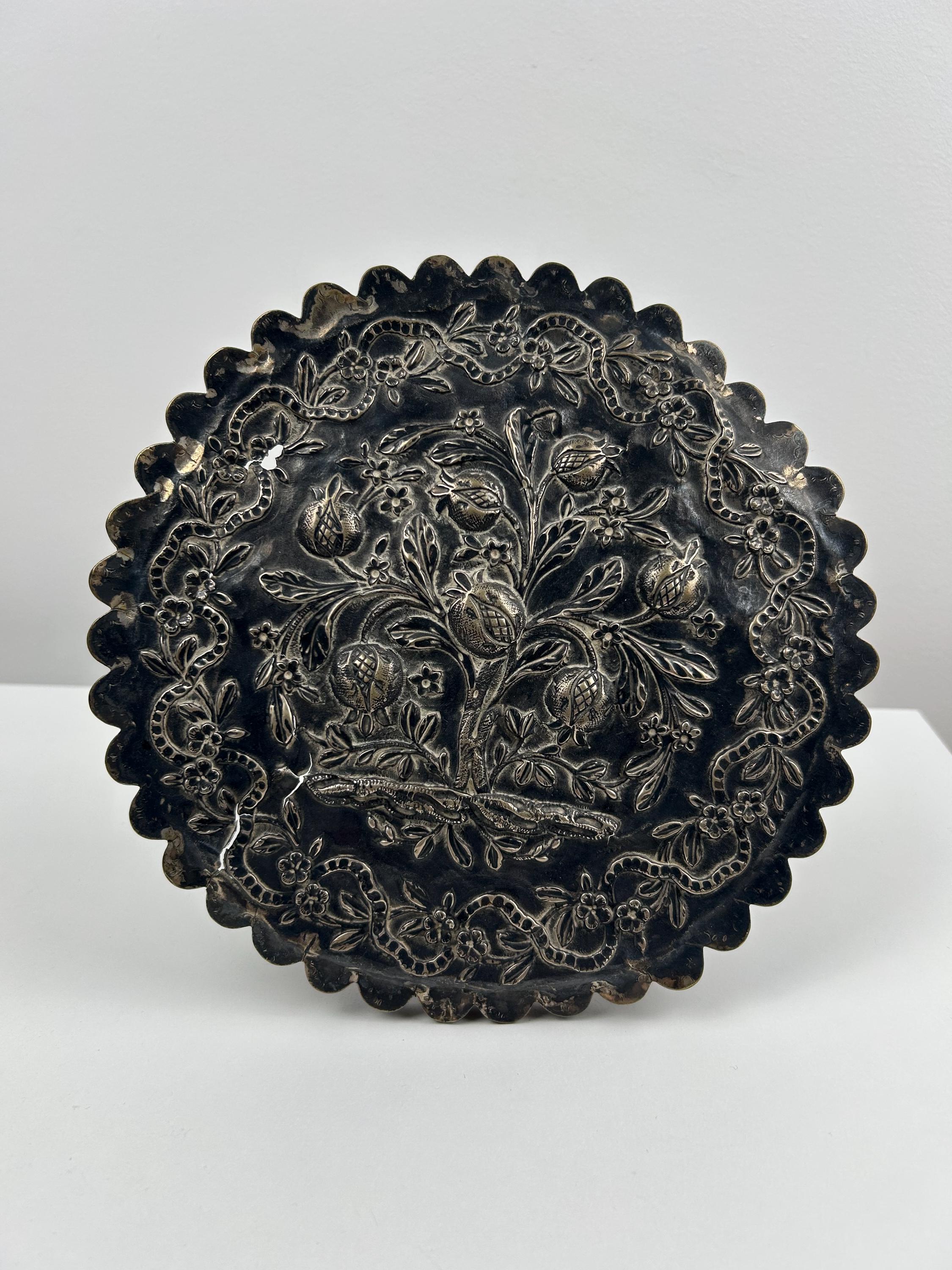 Teller vintage Metall Kunstteller 21 cm 8,27 in französisch