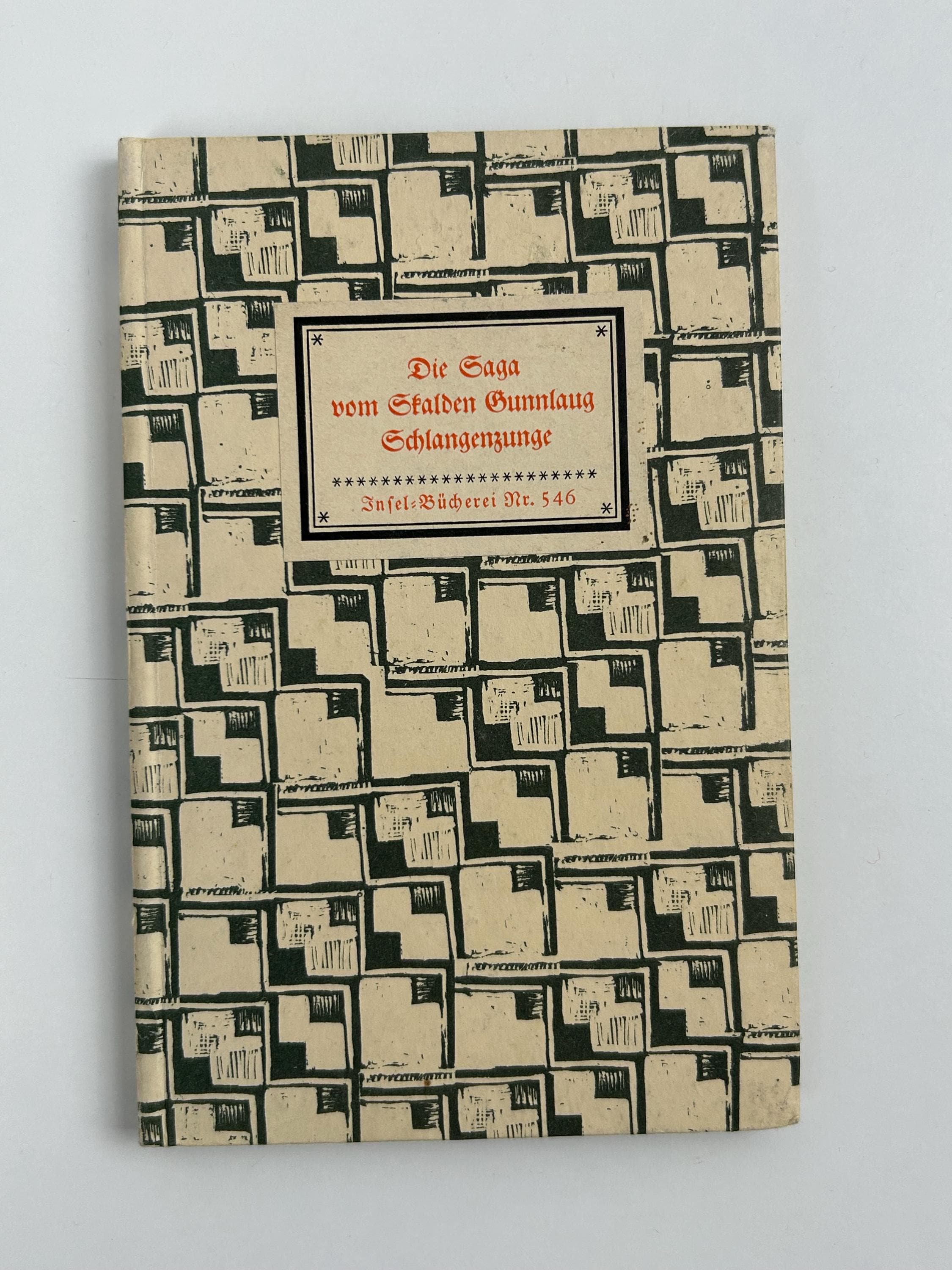 Vintage Buch Saga Skalden Gunnlaug Schlangenzunge Buch lesenswert Wohnen Dekoration Sammlerobjekte Buchsammlung Bücherei Lesen Inselbücherei