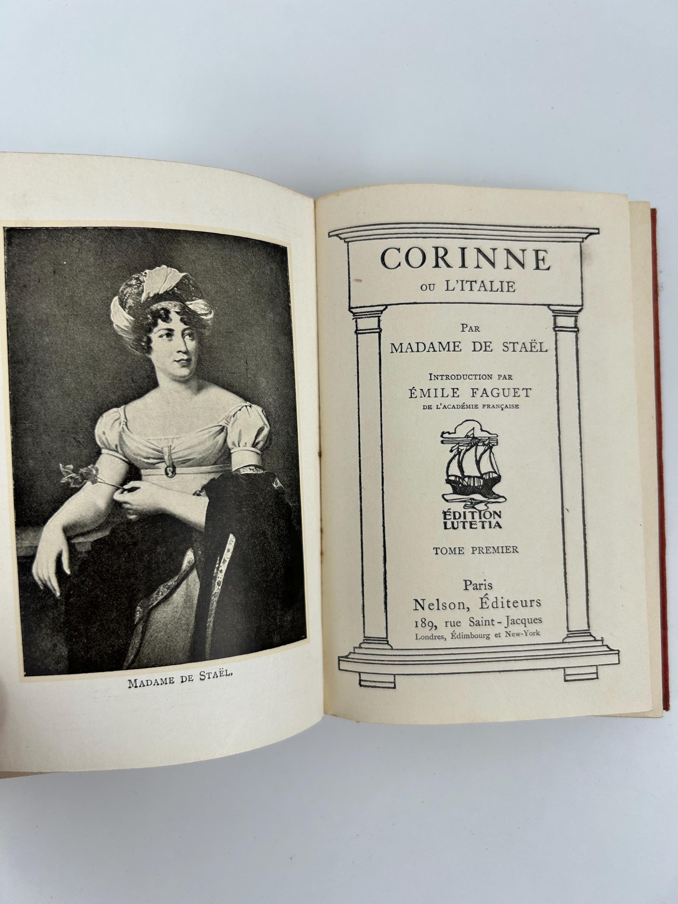 Buch vintage Corinne ou l'Italie von Madame de Staël antike Bücher Buchsammler Buchsammlung Vintagebuch lesenswertes Bibliothek Lesezimmer