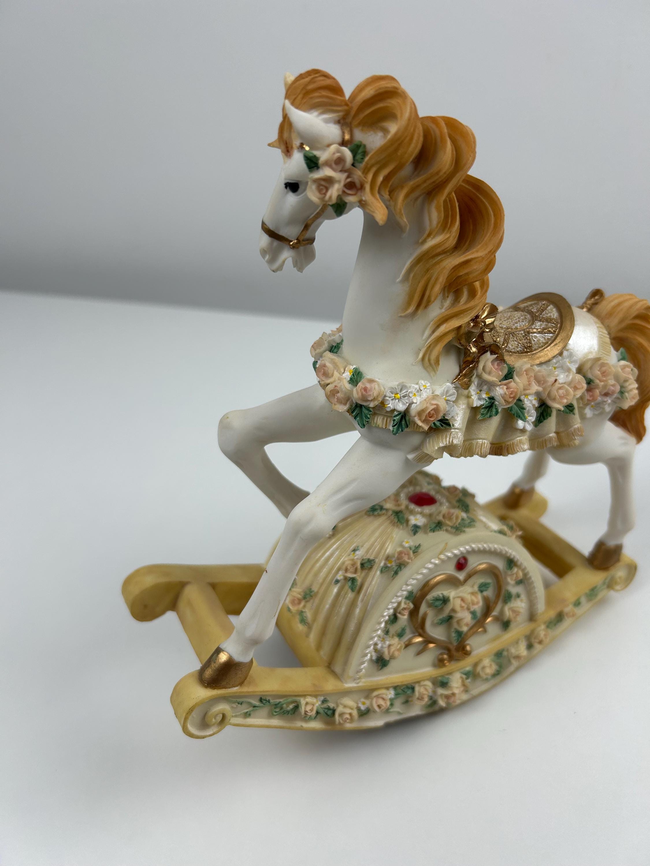 Spieluhr Schaukelpferd vintage Sammler thrift Spieluhr retro Musikbox Pferd Geschenk Reiter Weihnachten Sammlerstück